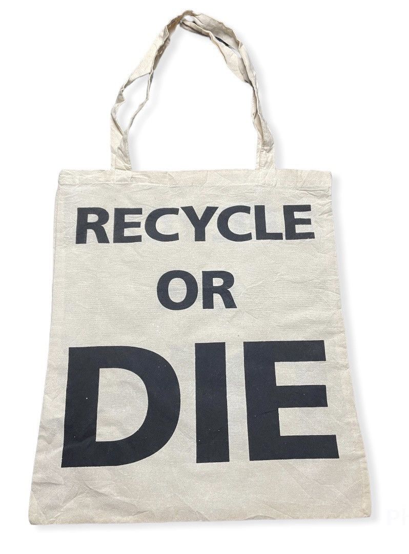 Recycle Or Die Tote Bag in White, Men's
