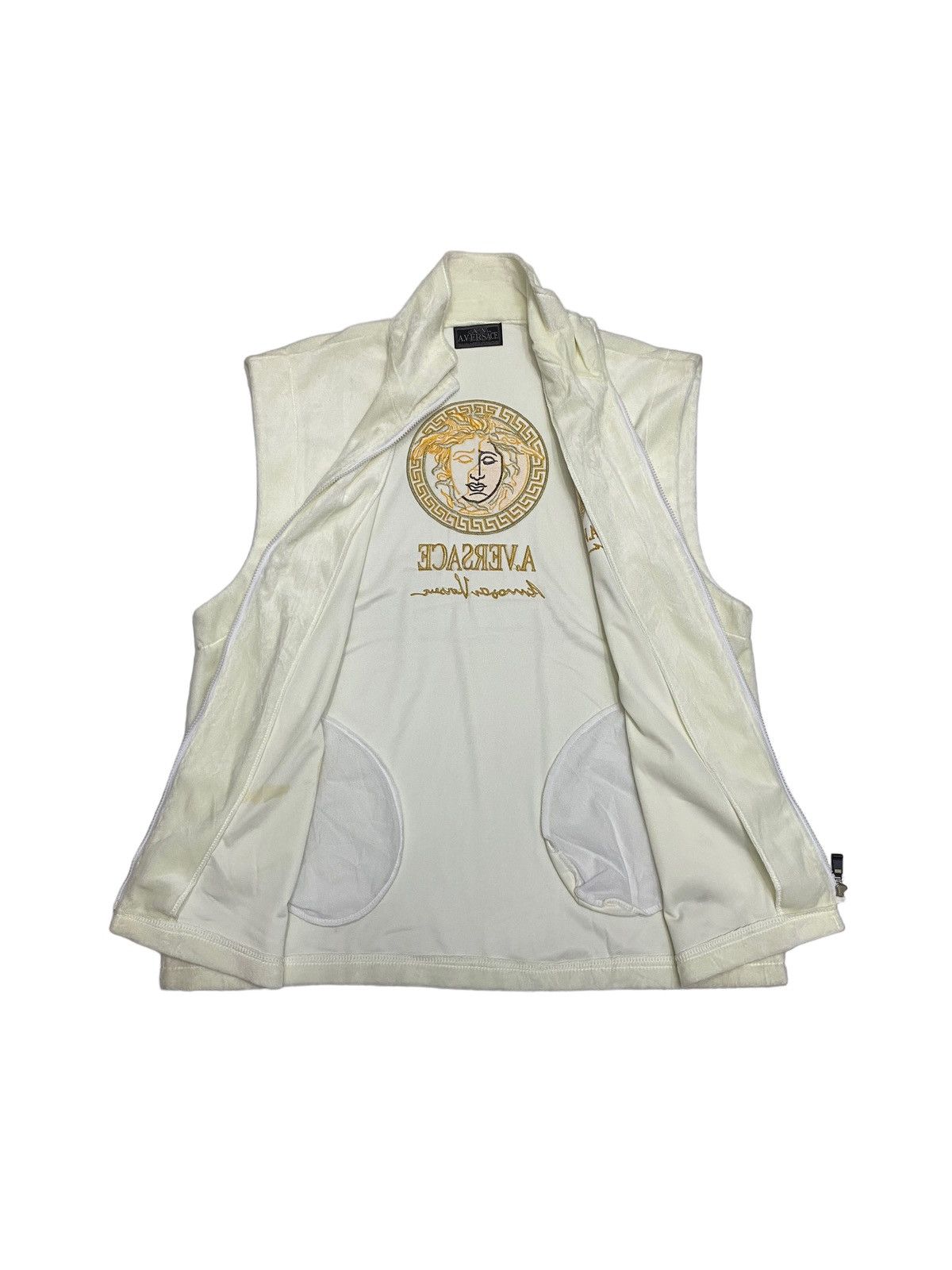 Versace 🔥VINTAGE VERSACE VELVET WHITE FUR VEST JACKET Size US L / EU 52-54 / 3 - 6 Thumbnail