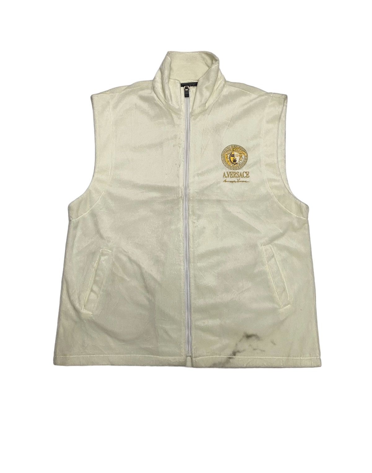 Versace 🔥VINTAGE VERSACE VELVET WHITE FUR VEST JACKET Size US L / EU 52-54 / 3 - 3 Thumbnail