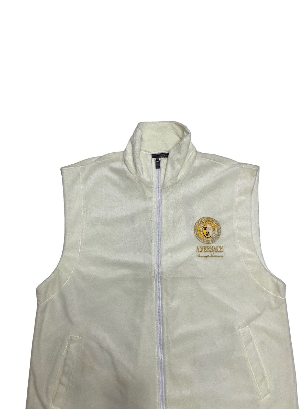 Versace 🔥VINTAGE VERSACE VELVET WHITE FUR VEST JACKET Size US L / EU 52-54 / 3 - 8 Thumbnail