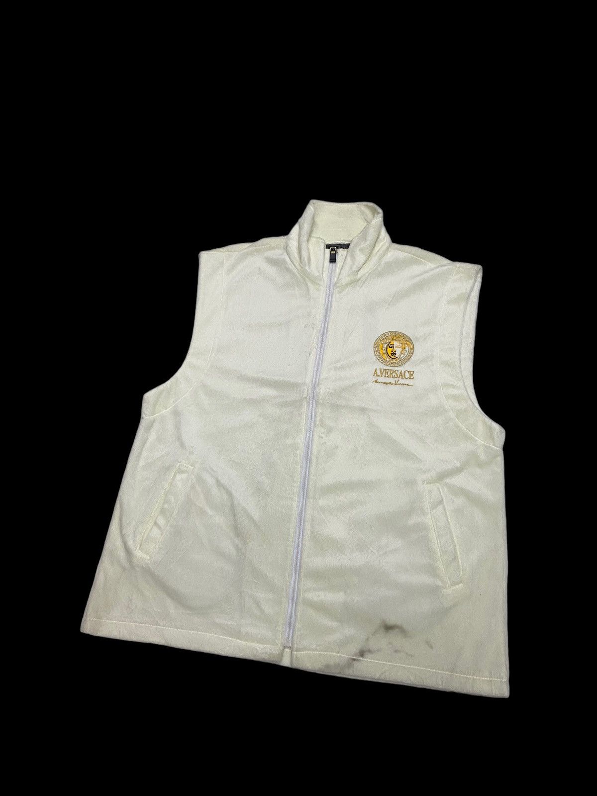 Versace 🔥VINTAGE VERSACE VELVET WHITE FUR VEST JACKET Size US L / EU 52-54 / 3 - 13 Thumbnail
