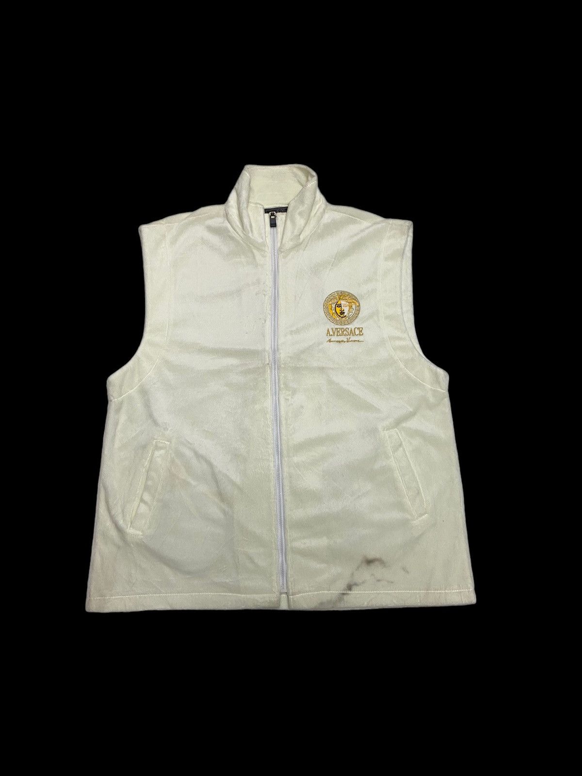 Versace 🔥VINTAGE VERSACE VELVET WHITE FUR VEST JACKET Size US L / EU 52-54 / 3 - 20 Thumbnail