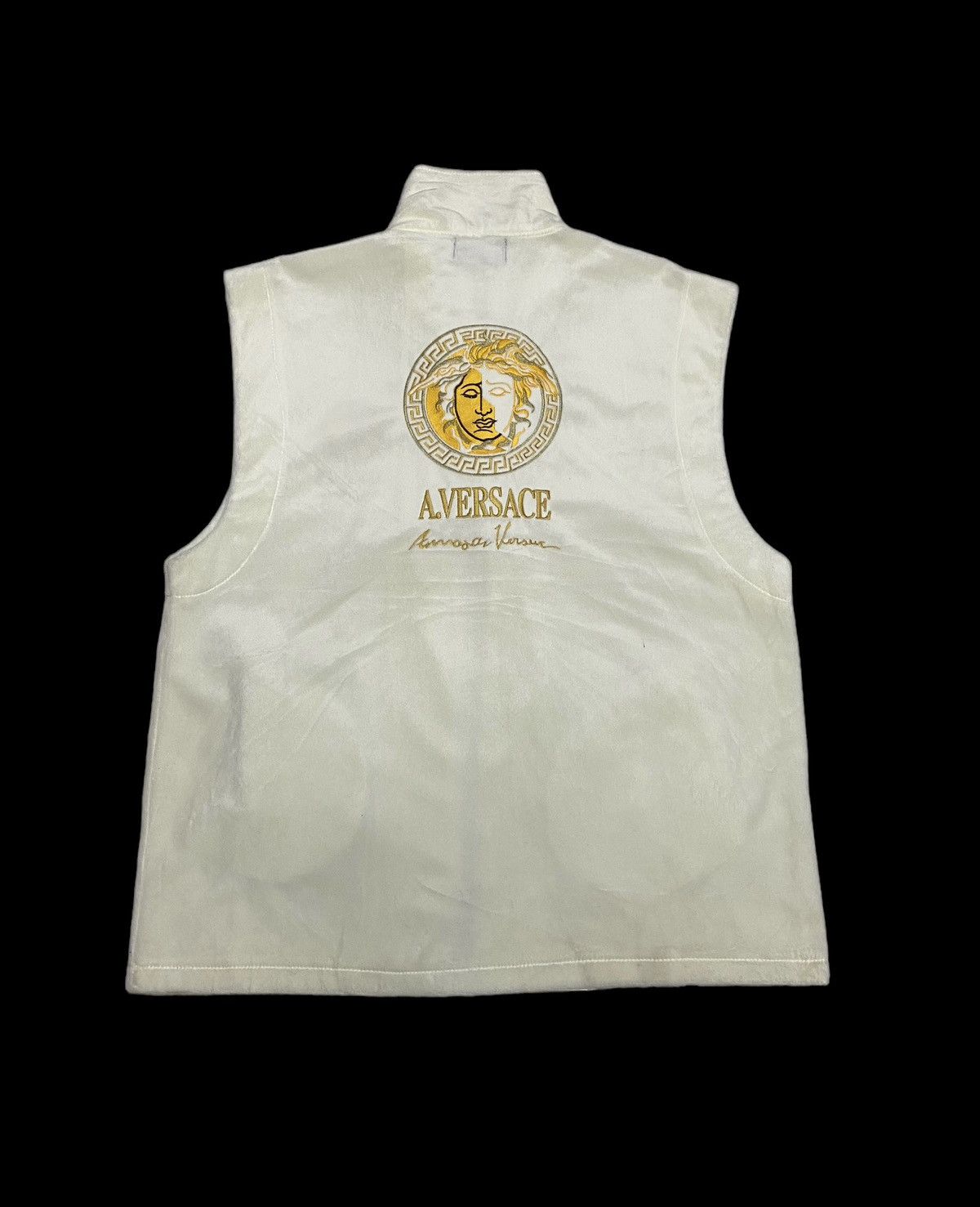 Versace 🔥VINTAGE VERSACE VELVET WHITE FUR VEST JACKET Size US L / EU 52-54 / 3 - 2 Thumbnail
