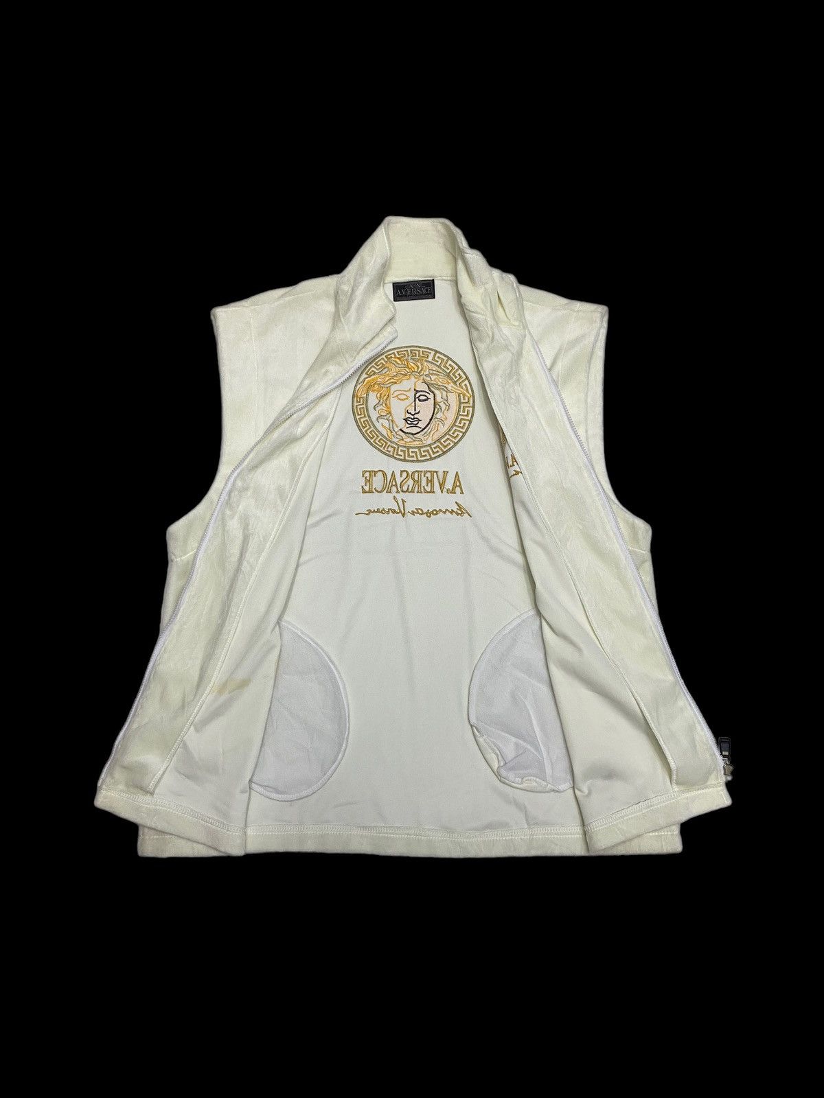 Versace 🔥VINTAGE VERSACE VELVET WHITE FUR VEST JACKET Size US L / EU 52-54 / 3 - 5 Thumbnail