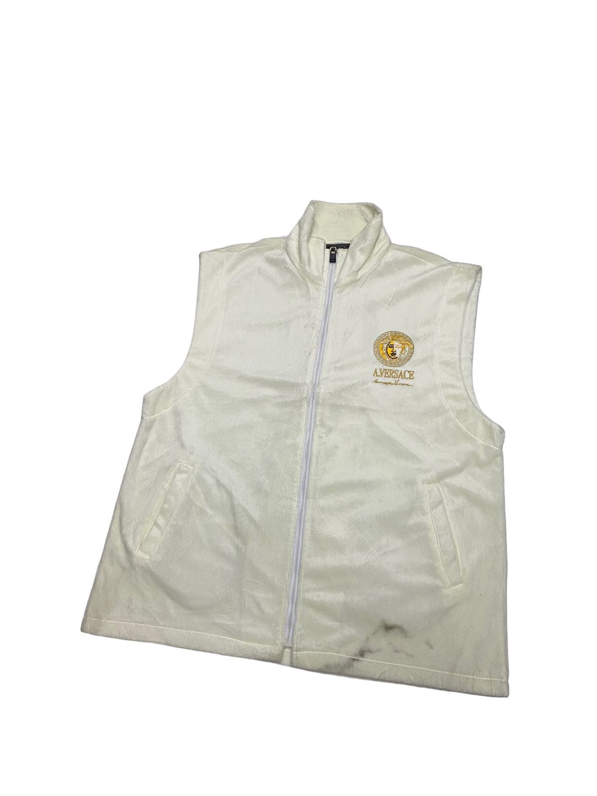 Versace 🔥VINTAGE VERSACE VELVET WHITE FUR VEST JACKET Size US L / EU 52-54 / 3 - 14 Thumbnail