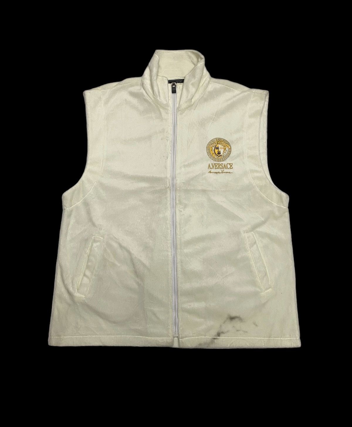 Versace 🔥VINTAGE VERSACE VELVET WHITE FUR VEST JACKET Size US L / EU 52-54 / 3 - 1 Thumbnail