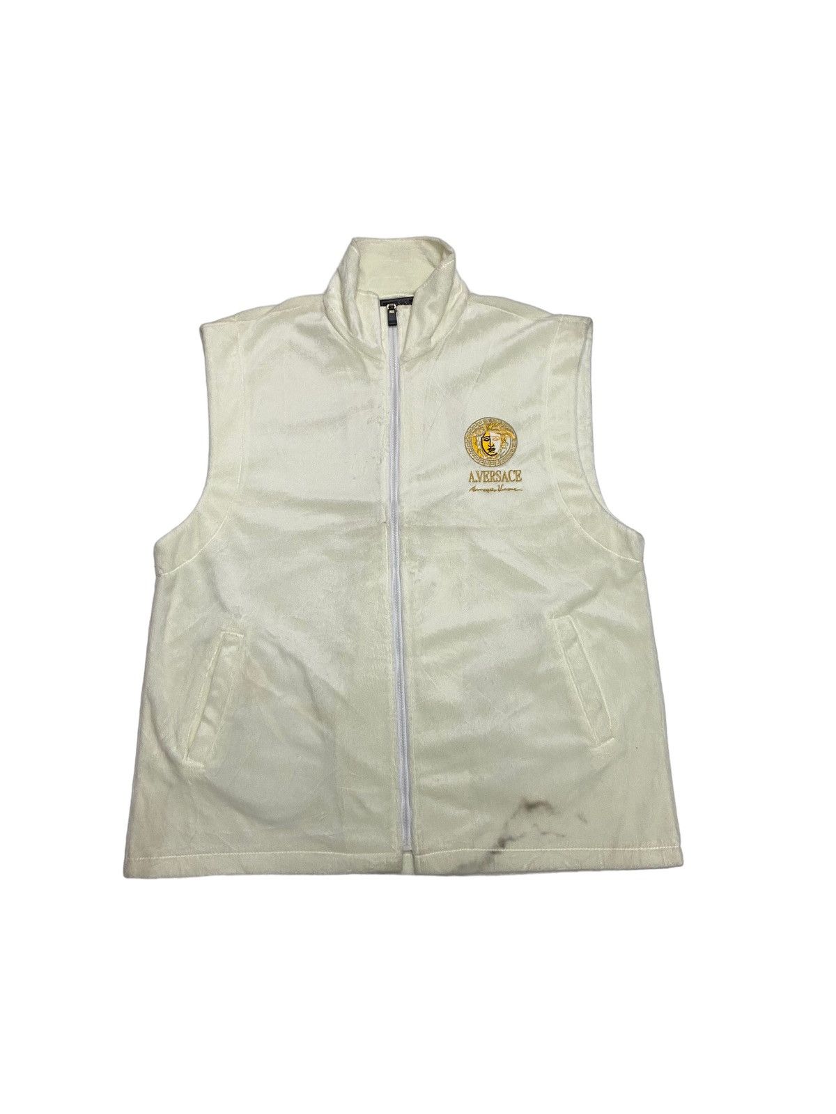 Versace 🔥VINTAGE VERSACE VELVET WHITE FUR VEST JACKET Size US L / EU 52-54 / 3 - 19 Thumbnail