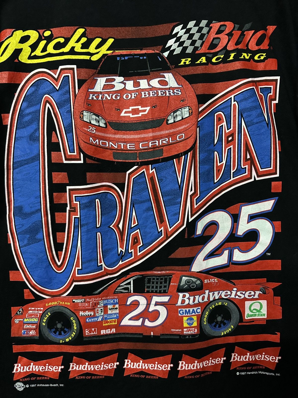 NASCAR × Vintage Vintage 90s Ricky Craven Bud Racing Mirror Print Tee Size US L / EU 52-54 / 3 - 3 Thumbnail
