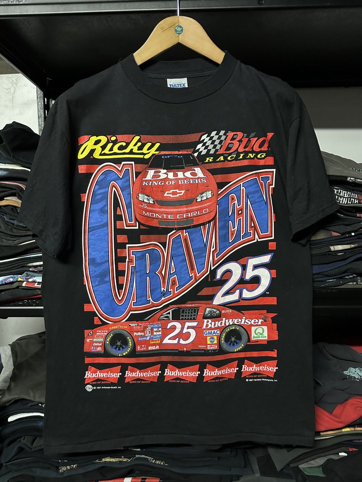 NASCAR × Vintage Vintage 90s Ricky Craven Bud Racing Mirror Print Tee Size US L / EU 52-54 / 3 - 1 Thumbnail