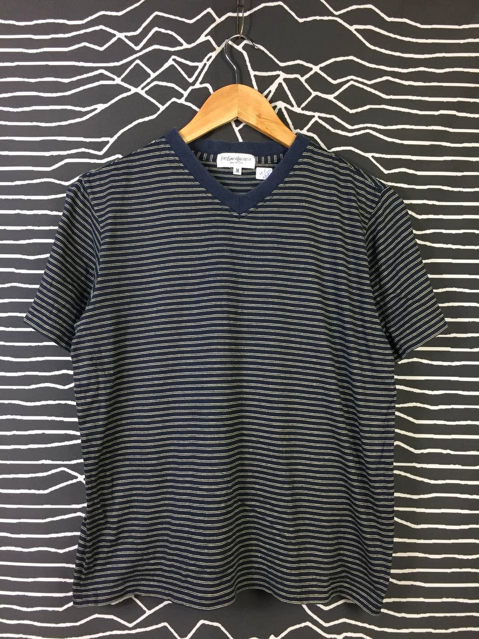 Yves Saint Laurent Vtg YSL Yves Saint Laurent Pour Homme Stripe Tee Size US M / EU 48-50 / 2 - 2 Thumbnail