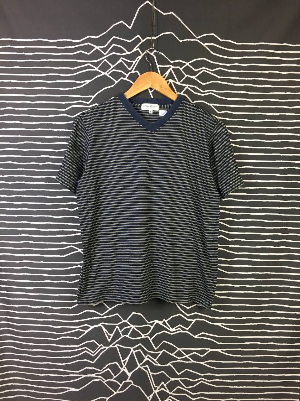 Yves Saint Laurent Vtg YSL Yves Saint Laurent Pour Homme Stripe Tee Size US M / EU 48-50 / 2 - 1 Thumbnail