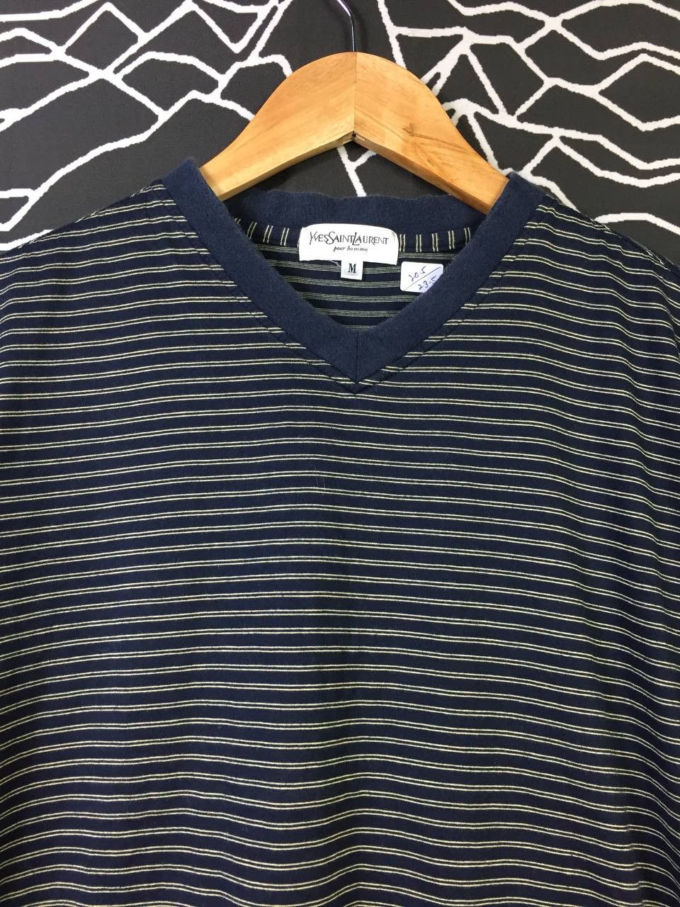 Yves Saint Laurent Vtg YSL Yves Saint Laurent Pour Homme Stripe Tee Size US M / EU 48-50 / 2 - 3 Thumbnail