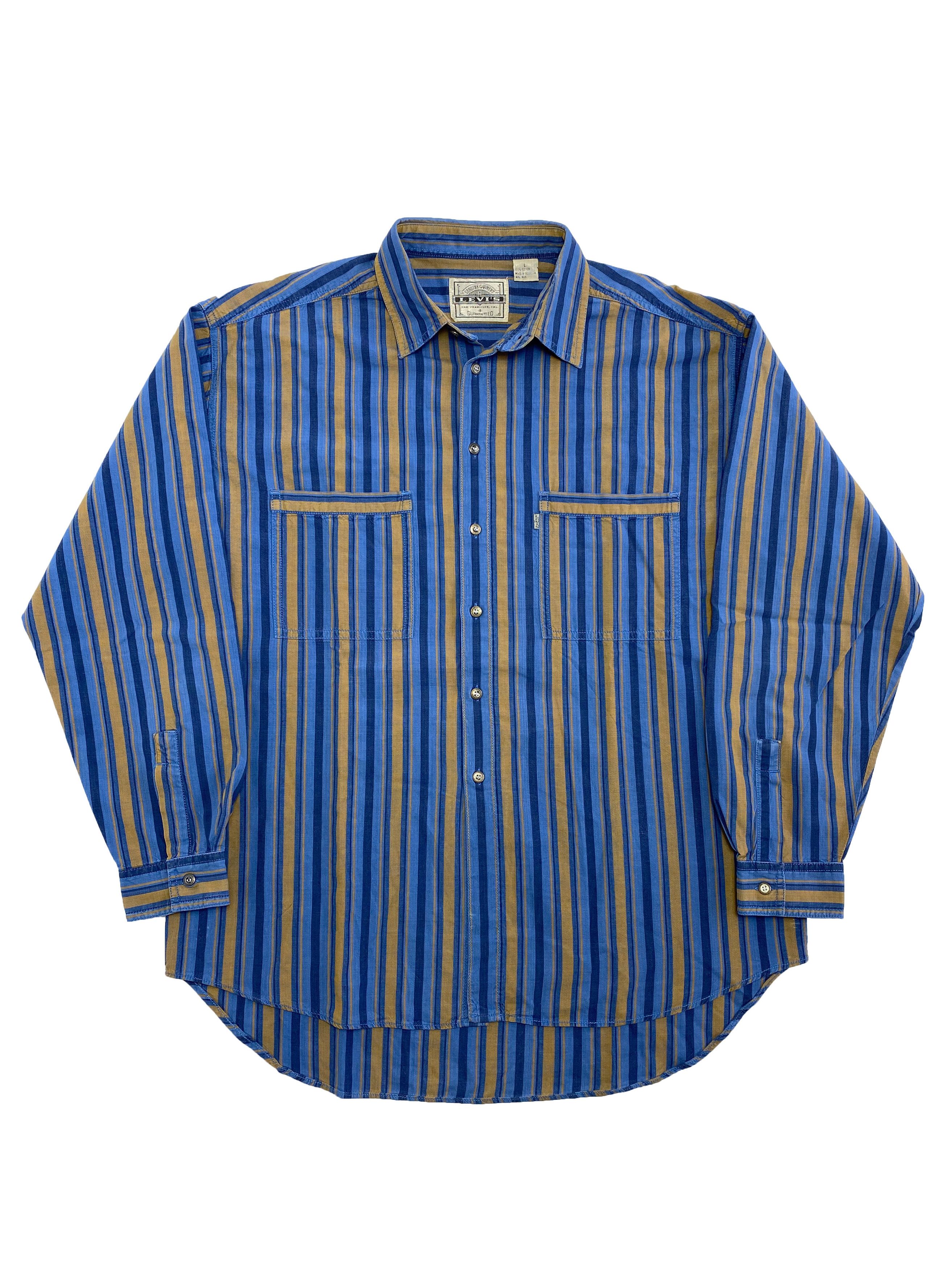 Cowboy Equipment × Levi's Vintage Clothing Levis 90s Vintage Twin Pocket Stripe Cotton Shirt Size US L / EU 52-54 / 3 - 1 Thumbnail