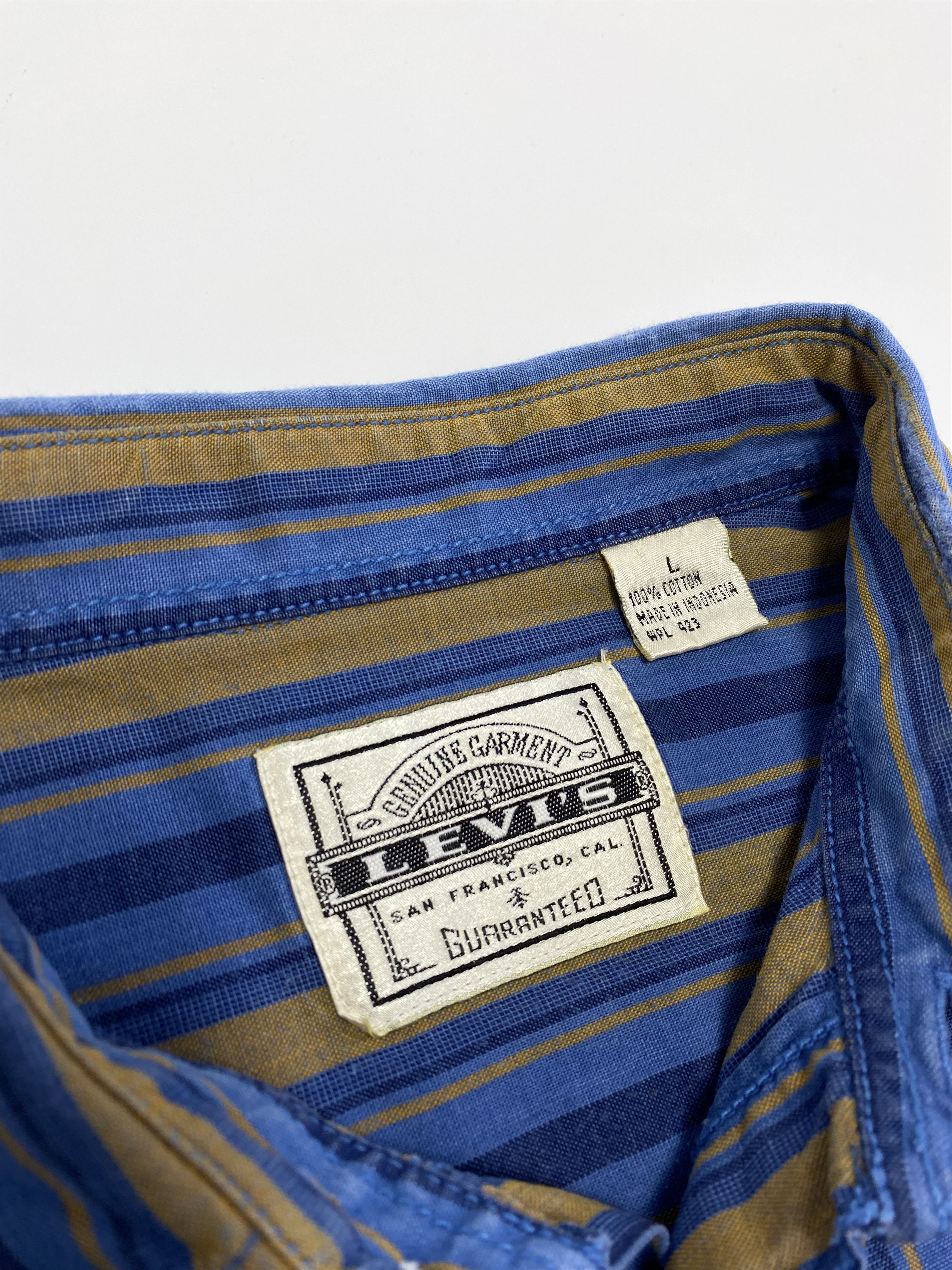 Cowboy Equipment × Levi's Vintage Clothing Levis 90s Vintage Twin Pocket Stripe Cotton Shirt Size US L / EU 52-54 / 3 - 3 Thumbnail