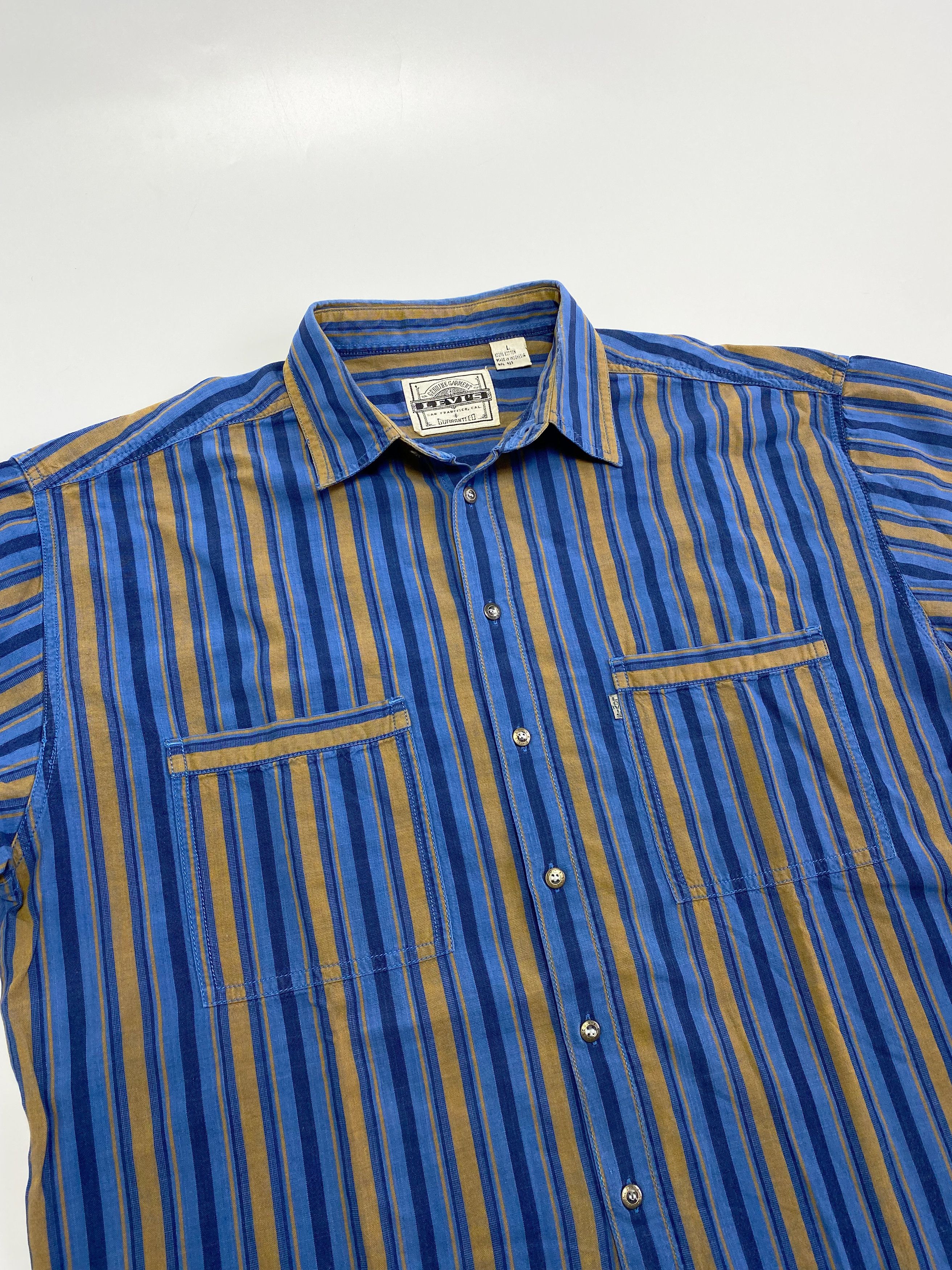 Cowboy Equipment × Levi's Vintage Clothing Levis 90s Vintage Twin Pocket Stripe Cotton Shirt Size US L / EU 52-54 / 3 - 2 Thumbnail