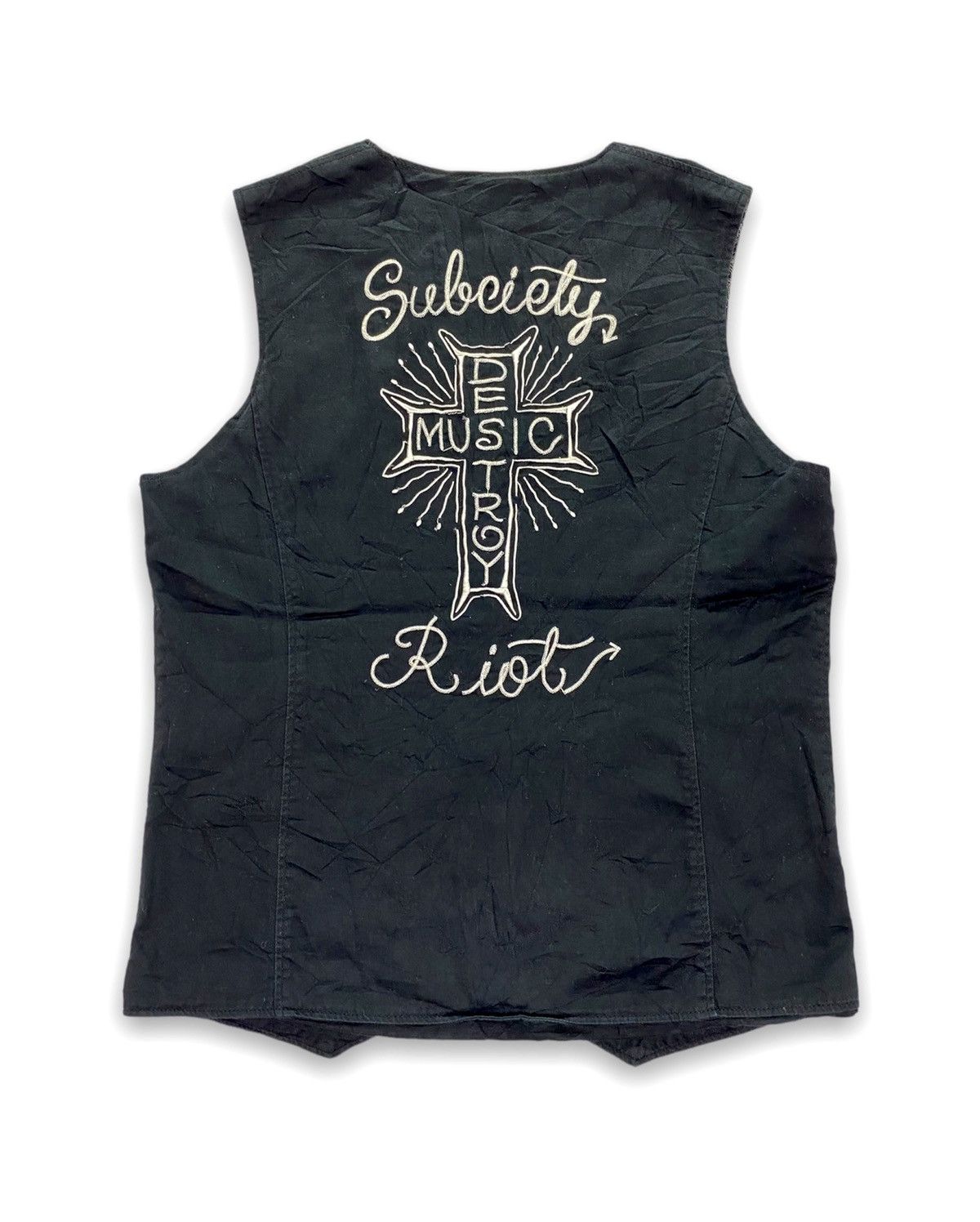 Japanese Brand Subciety Riot Japanese Brand Embroidered Spell Out Vest Size US M / EU 48-50 / 2 - 1 Thumbnail