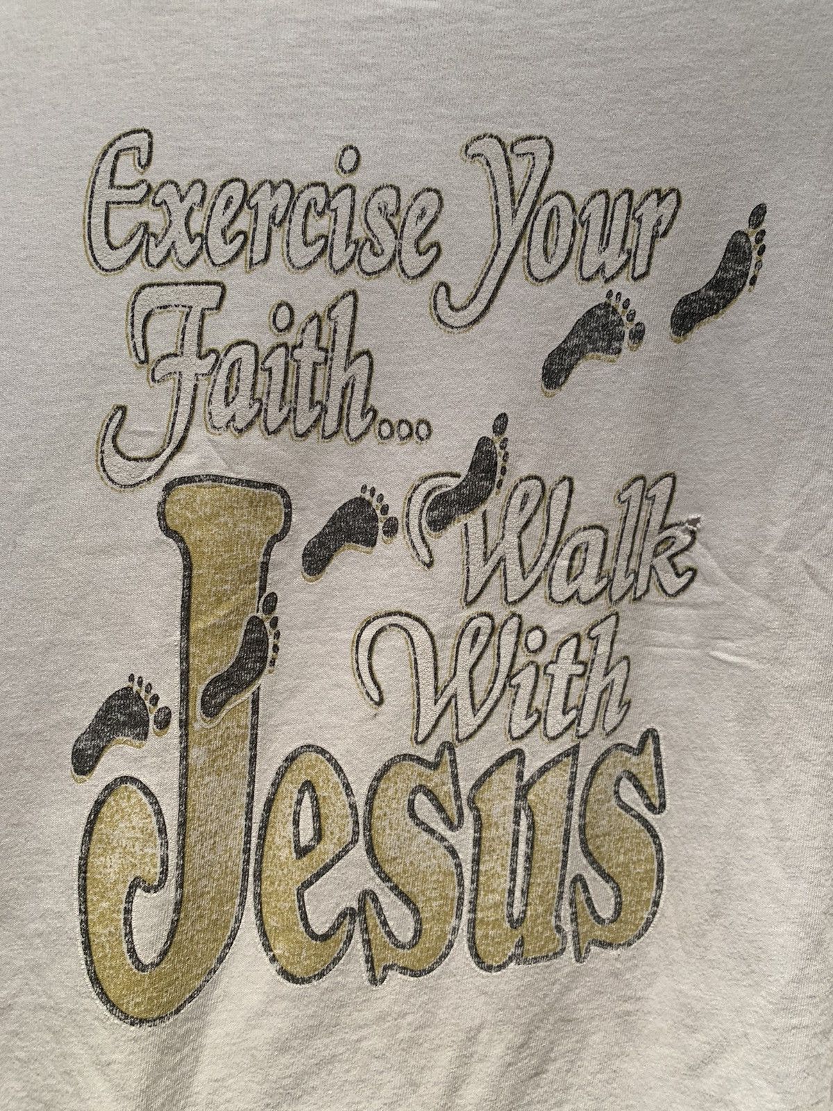 Other × Vintage *RARE* Vintage Exercise Your Faith Walk With Jesus T-Shirt Size US XL / EU 56 / 4 - 2 Thumbnail