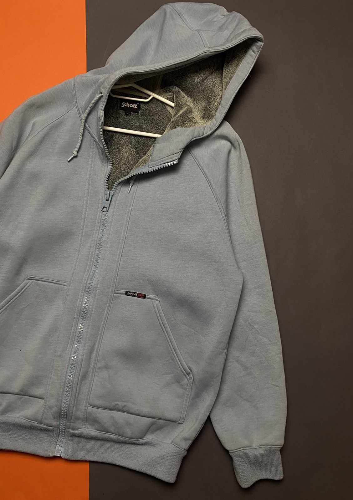 Schott SCOTT mens warm HOODIE inside on Fleece Size US L / EU 52-54 / 3 - 2 Thumbnail