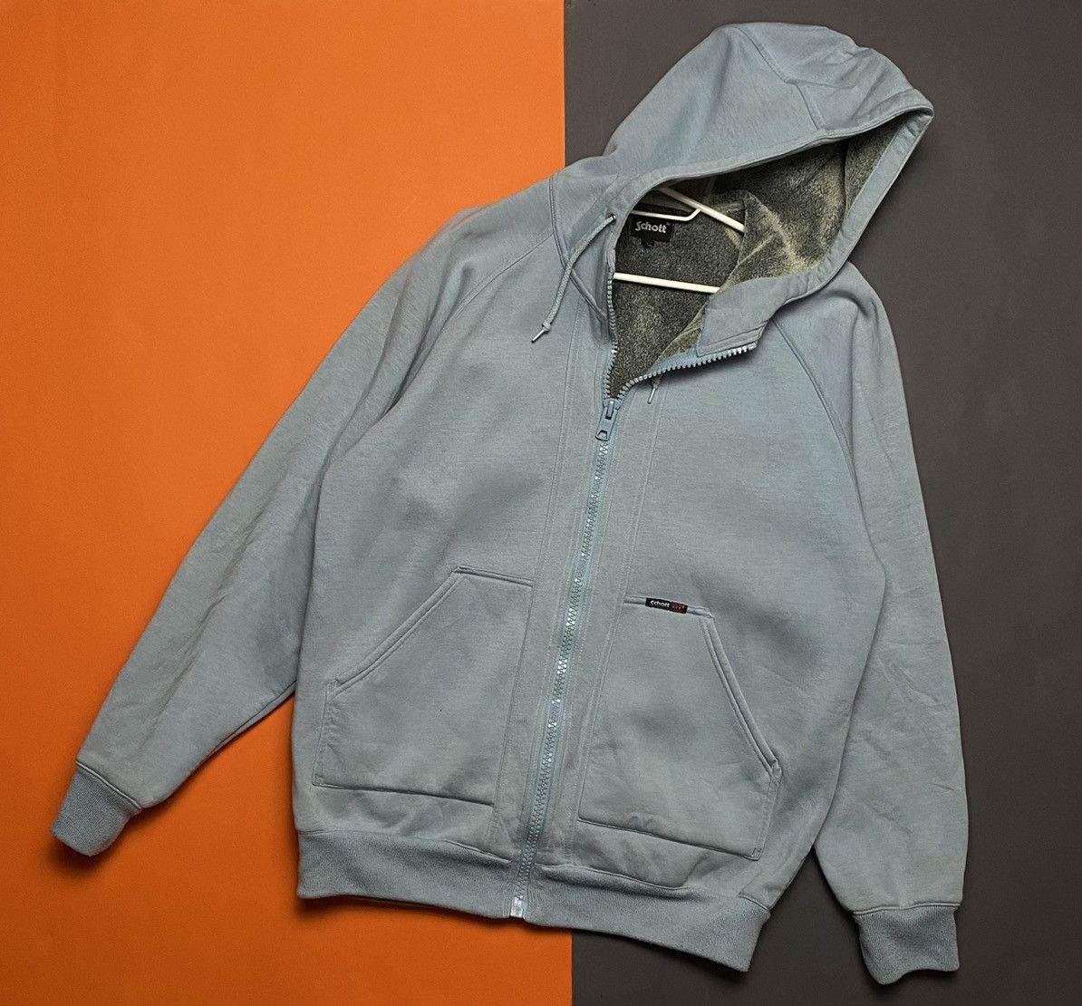 Schott SCOTT mens warm HOODIE inside on Fleece Size US L / EU 52-54 / 3 - 1 Thumbnail