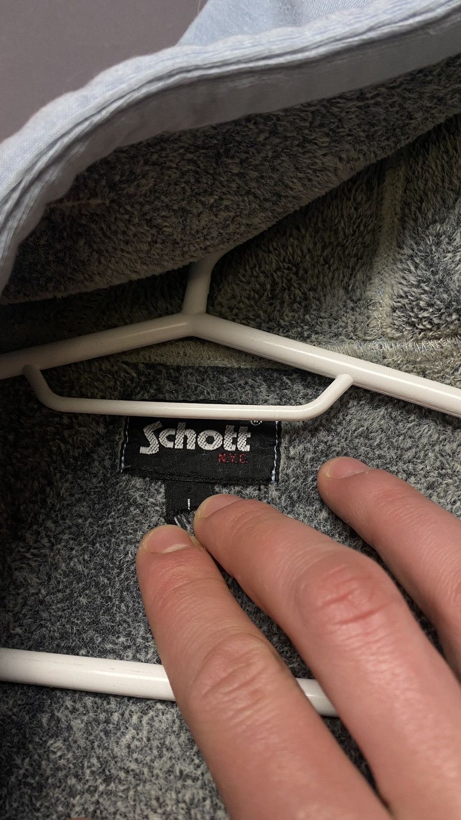 Schott SCOTT mens warm HOODIE inside on Fleece Size US L / EU 52-54 / 3 - 9 Thumbnail