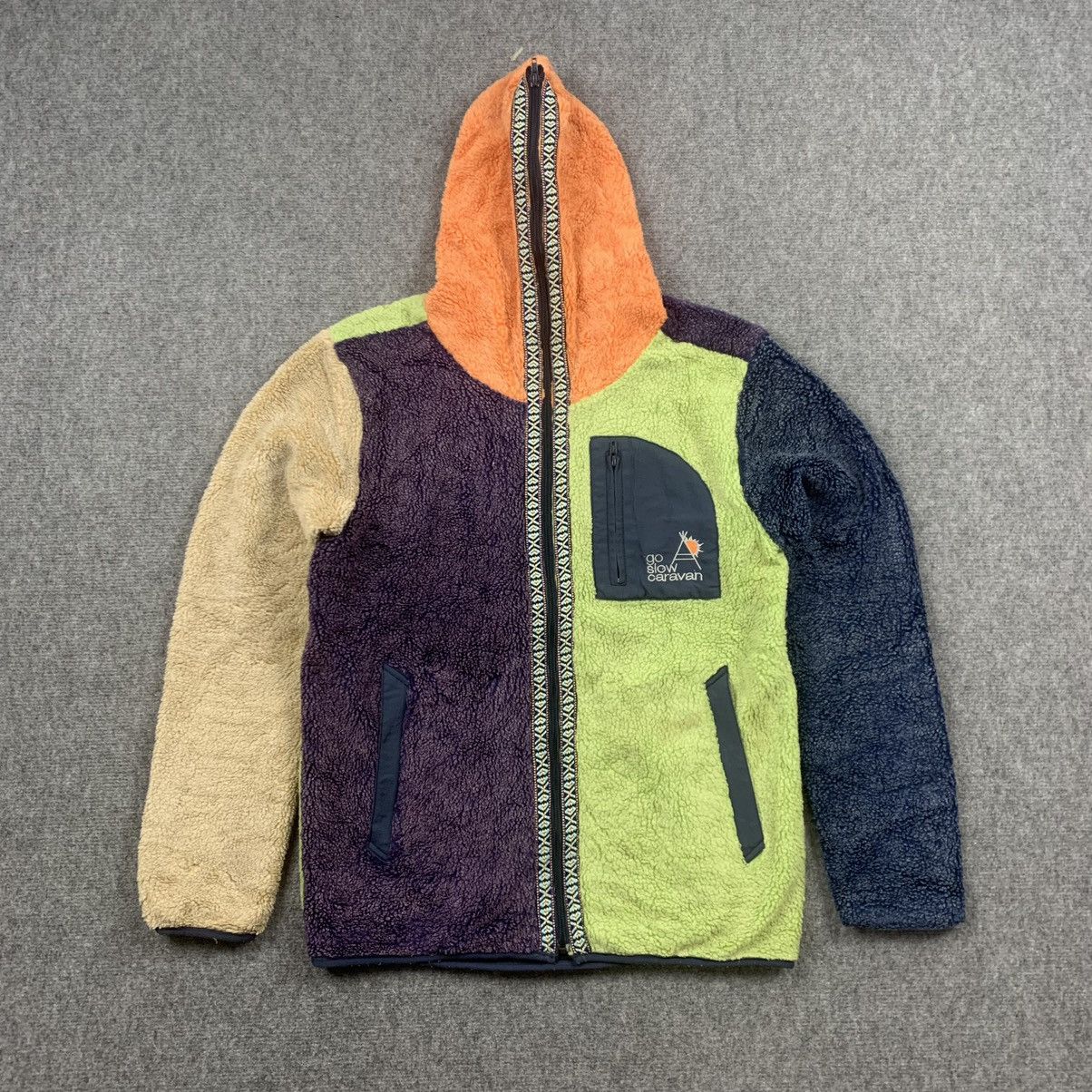 image of Go Slow Caravan Multi Color Deep Pile Fleece Jacket, Men's (Size Medium)