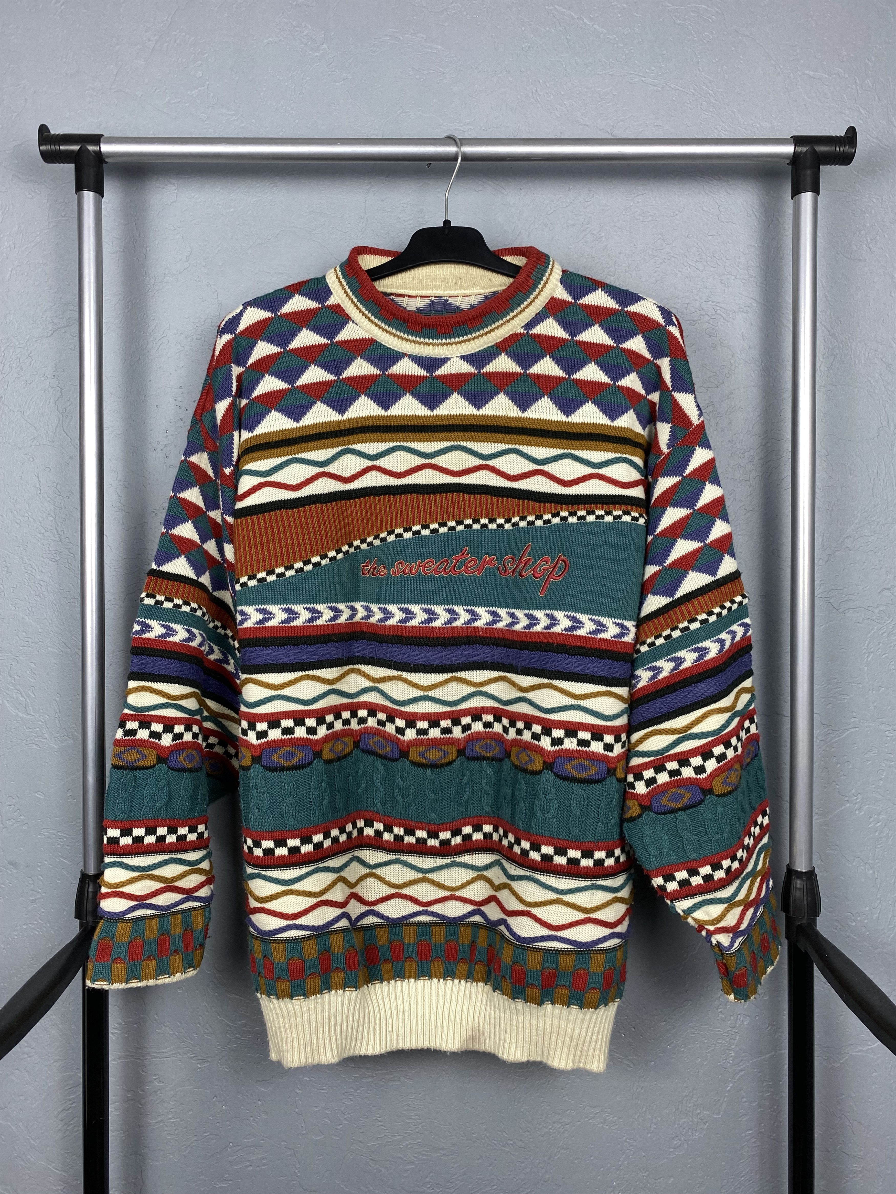 Vintage Vintage Coloured Cable Knit Sweater Coogi Style Size US L / EU 52-54 / 3 - 1 Thumbnail