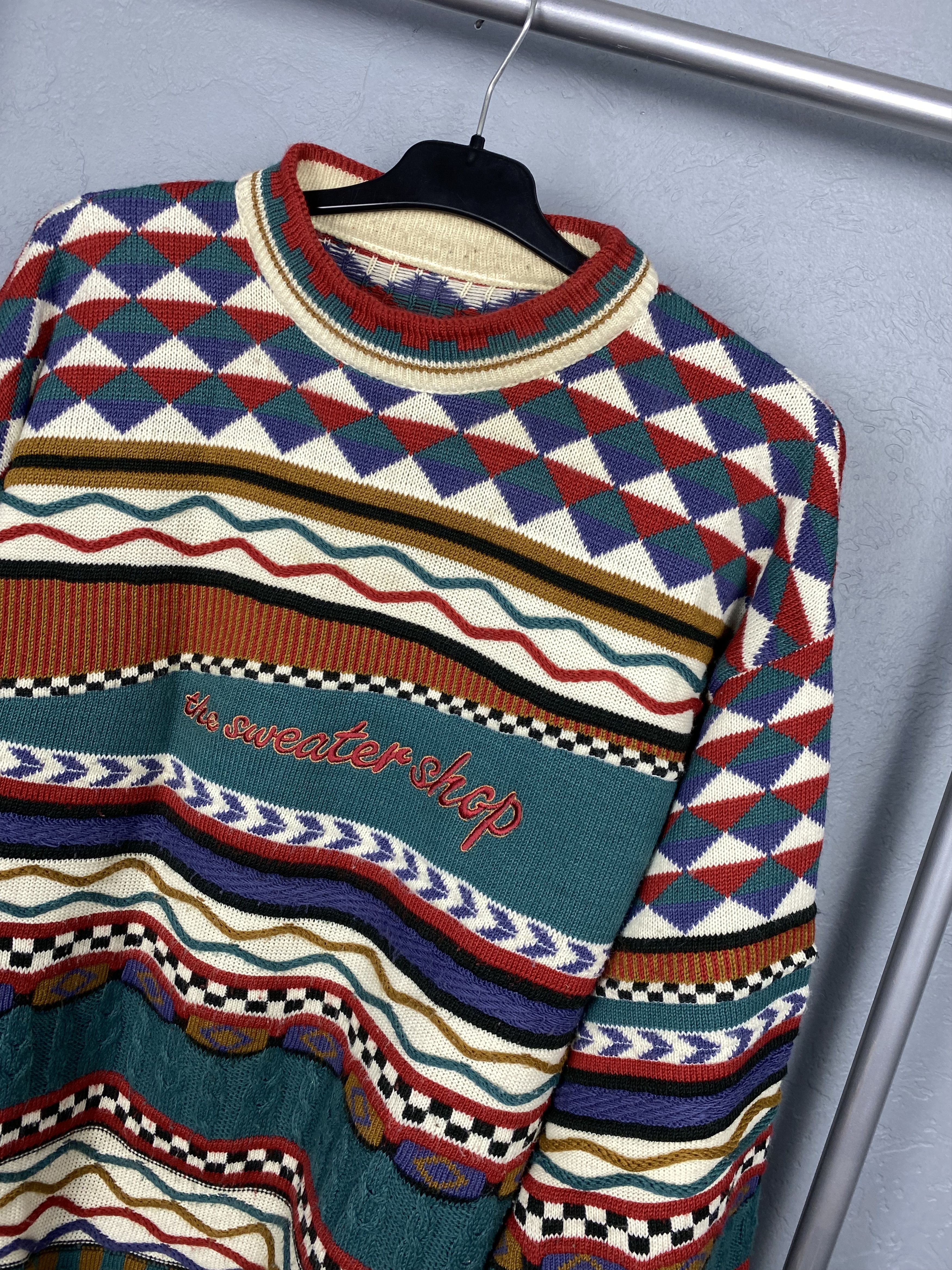 Vintage Vintage Coloured Cable Knit Sweater Coogi Style Size US L / EU 52-54 / 3 - 2 Thumbnail