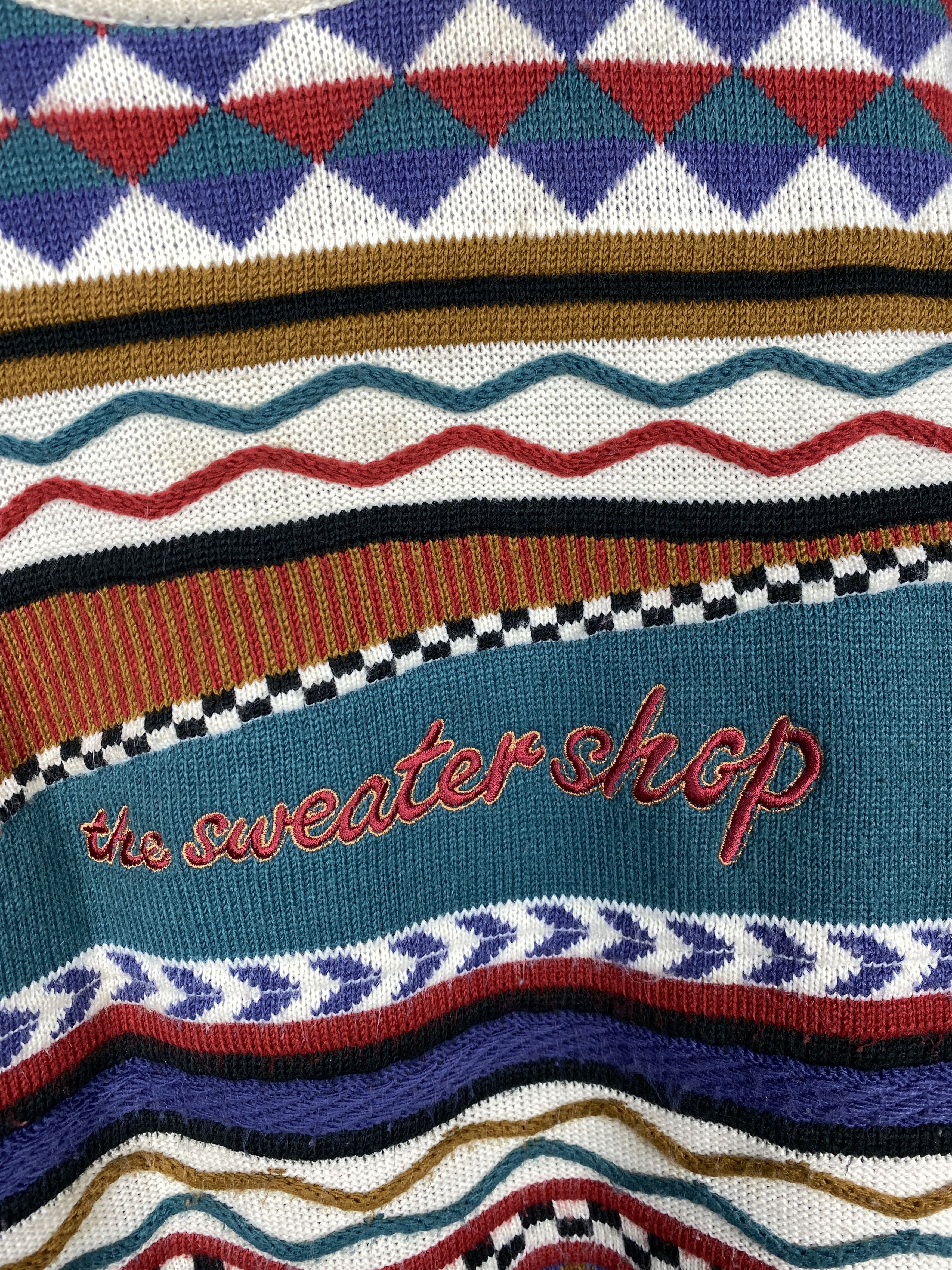 Vintage Vintage Coloured Cable Knit Sweater Coogi Style Size US L / EU 52-54 / 3 - 3 Thumbnail