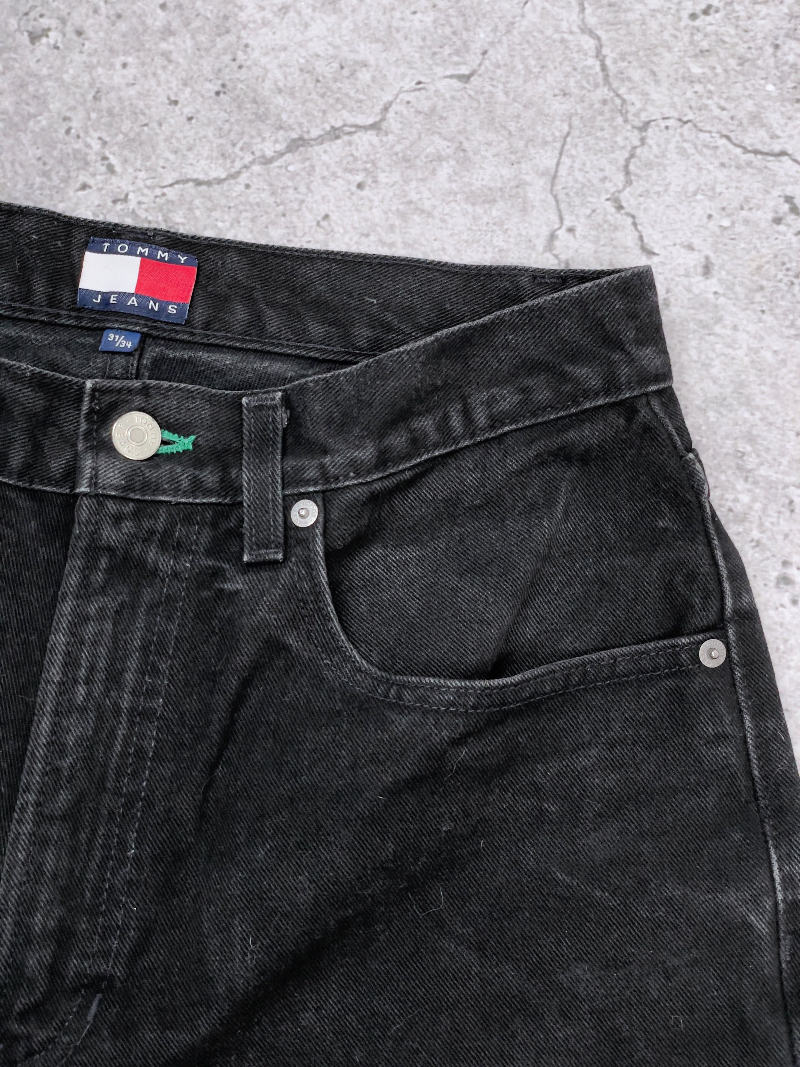 Tommy Hilfiger × Vintage 90s Tommy Hilfiger Made in USA Black Carpenter Wash Denim Size US 31 - 6 Thumbnail