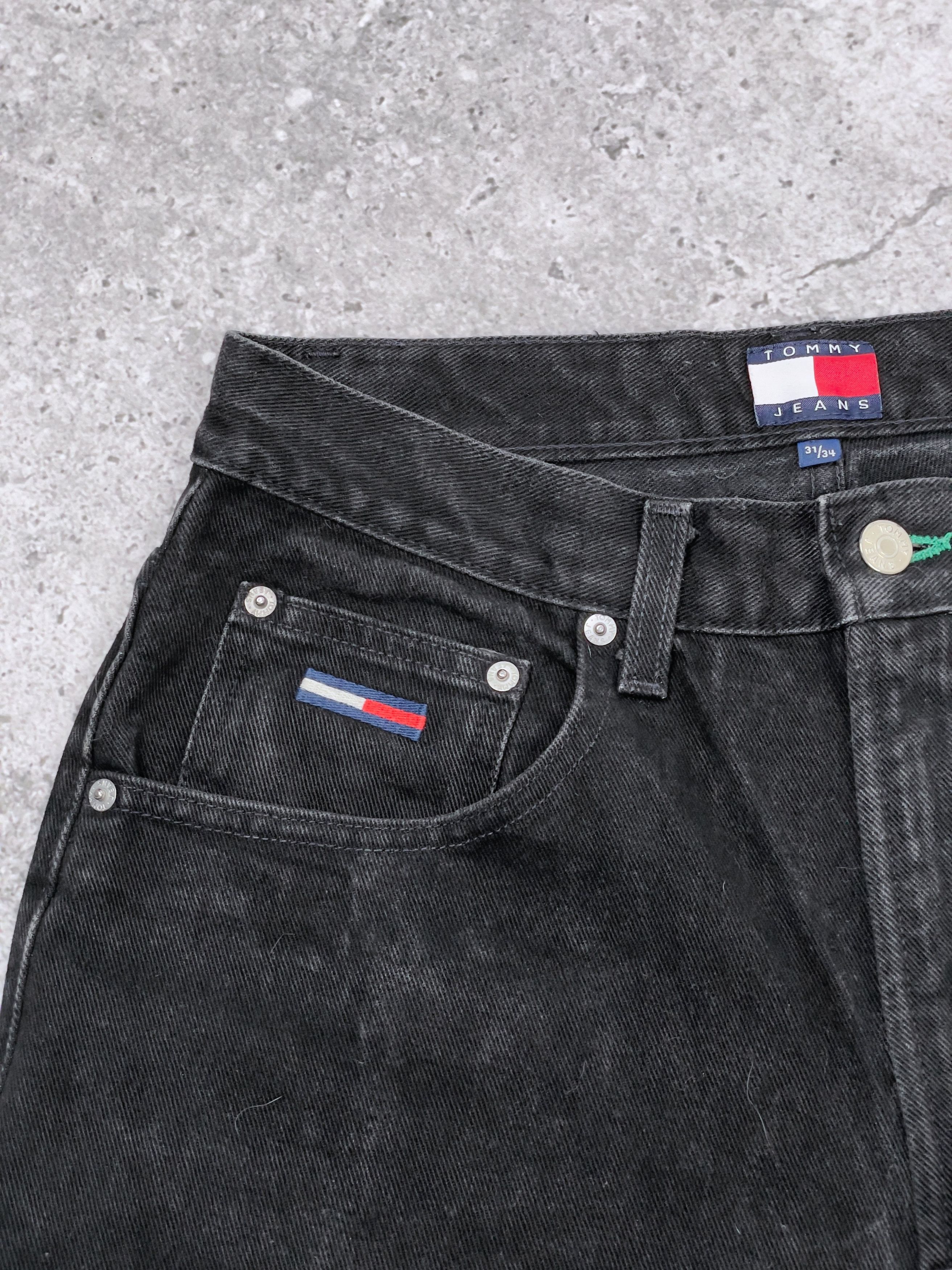 Tommy Hilfiger × Vintage 90s Tommy Hilfiger Made in USA Black Carpenter Wash Denim Size US 31 - 5 Thumbnail