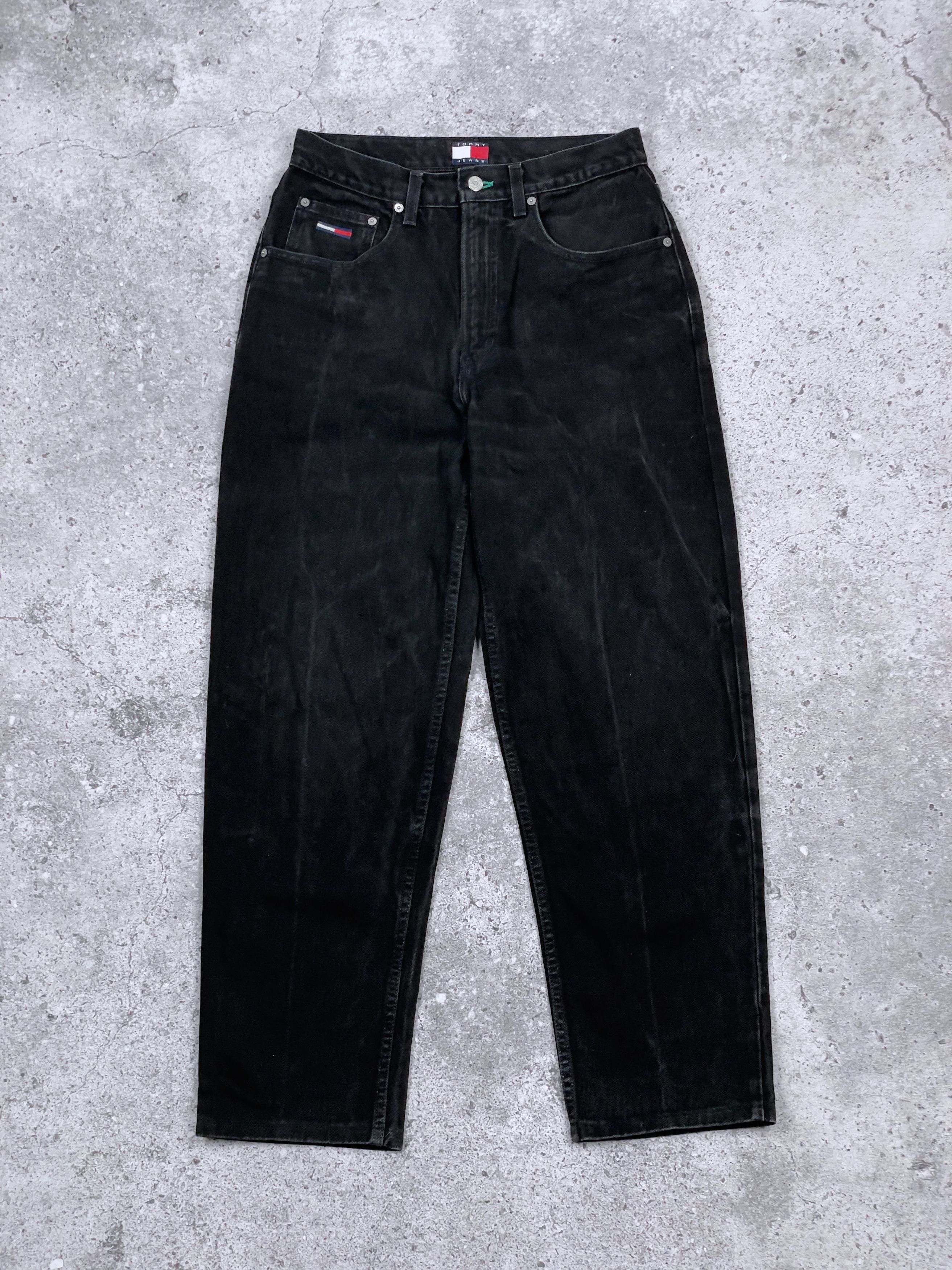 Tommy Hilfiger × Vintage 90s Tommy Hilfiger Made in USA Black Carpenter Wash Denim Size US 31 - 2 Thumbnail