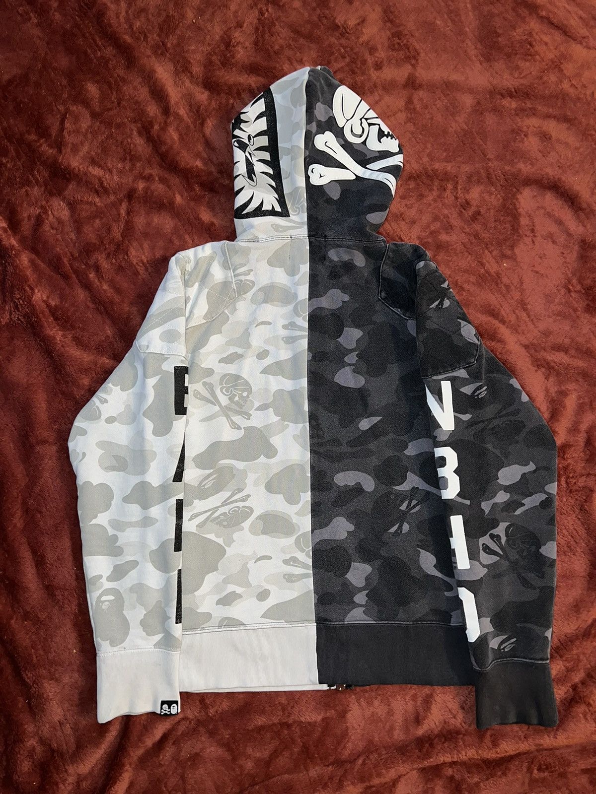 Bape Bape x Neighborhood Split Camo Shark Full Zip Hoodie | Grailed