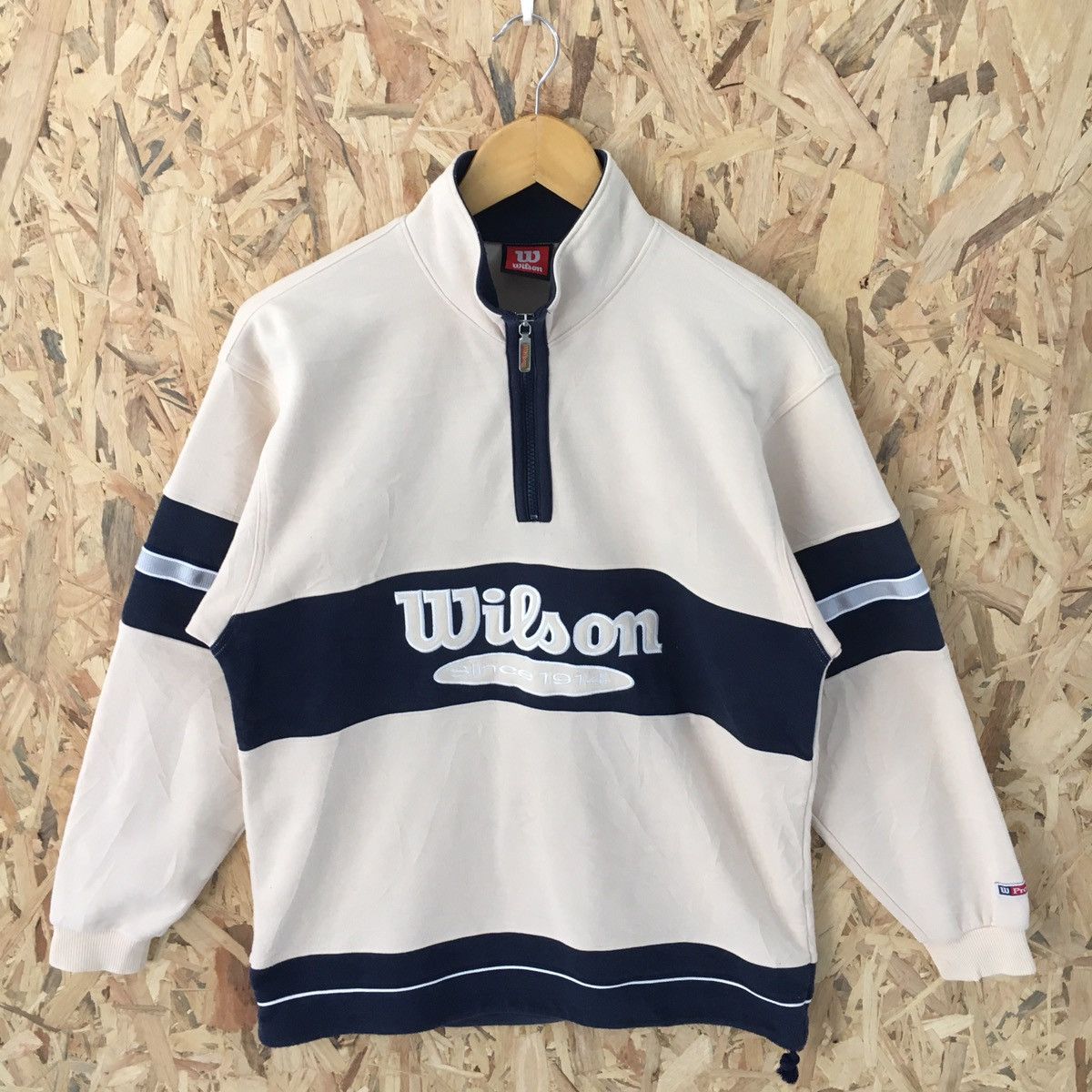 Japanese Brand Rare‼️🔥Wilson Half Zipper Embroidery Big SpellOut Sweatshirt Size US M / EU 48-50 / 2 - 1 Thumbnail