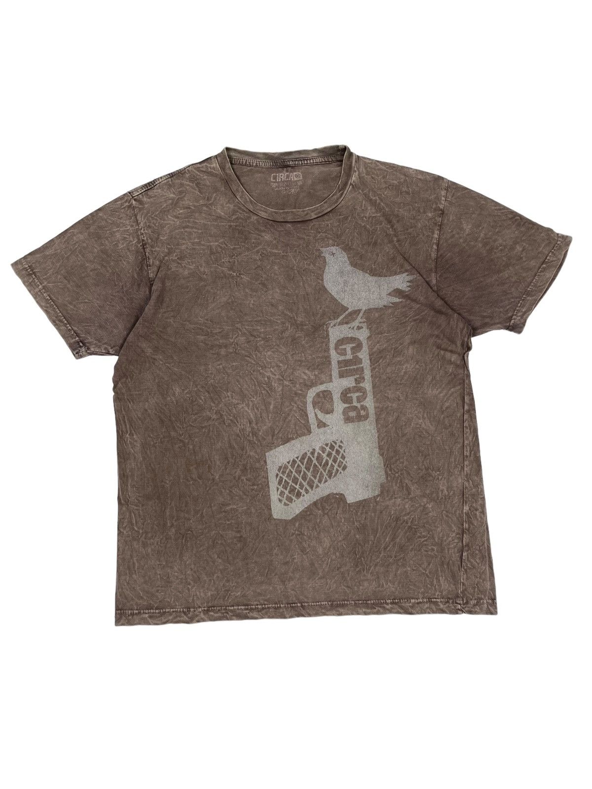 C1RCA Vintage Circa Skateboarding Brown Stone Washed T-shirt w Gun Size US L / EU 52-54 / 3 - 1 Thumbnail
