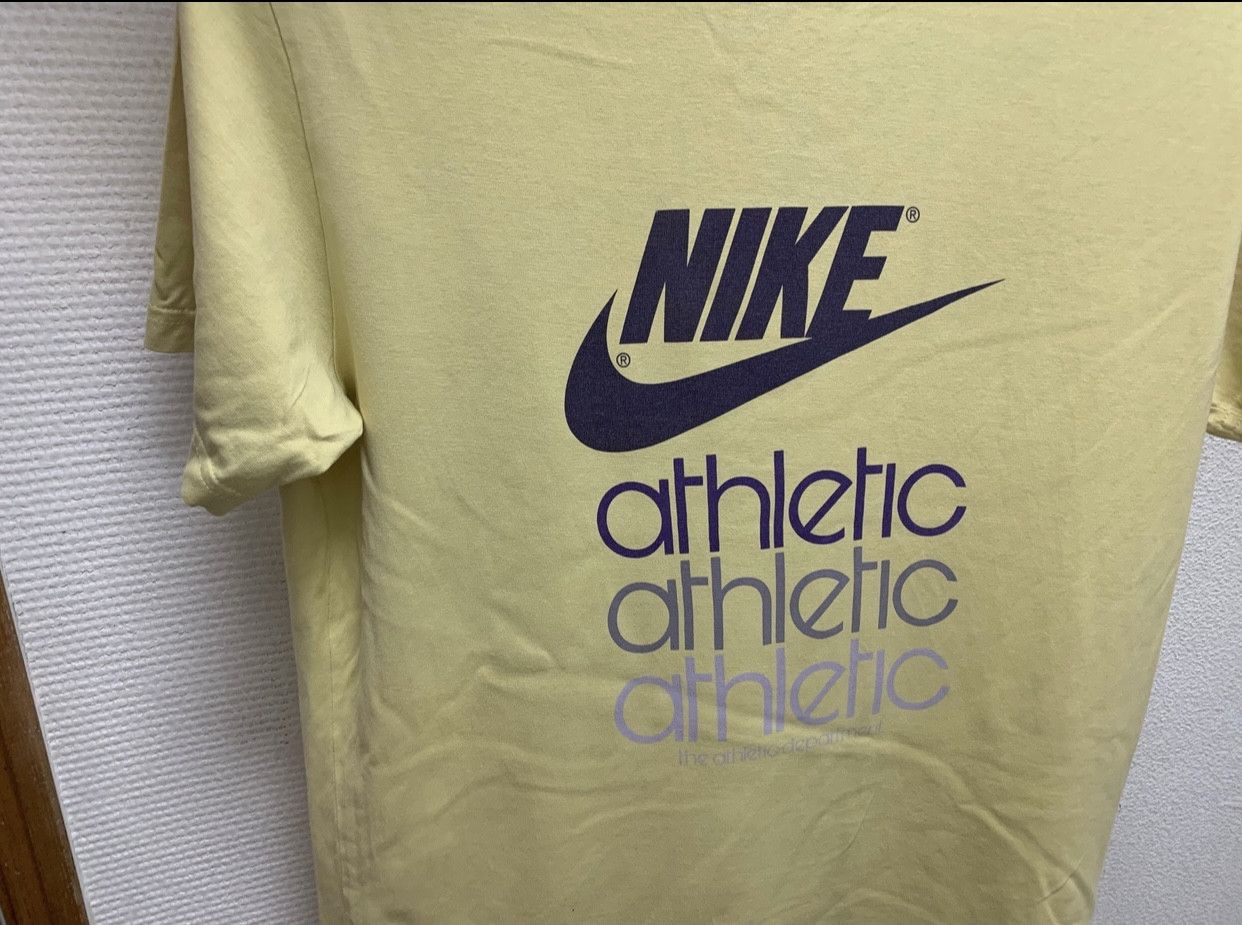 Nike Nike athletic vintage big logo t-shirt yellow vintage L Size US L / EU 52-54 / 3 - 6 Thumbnail