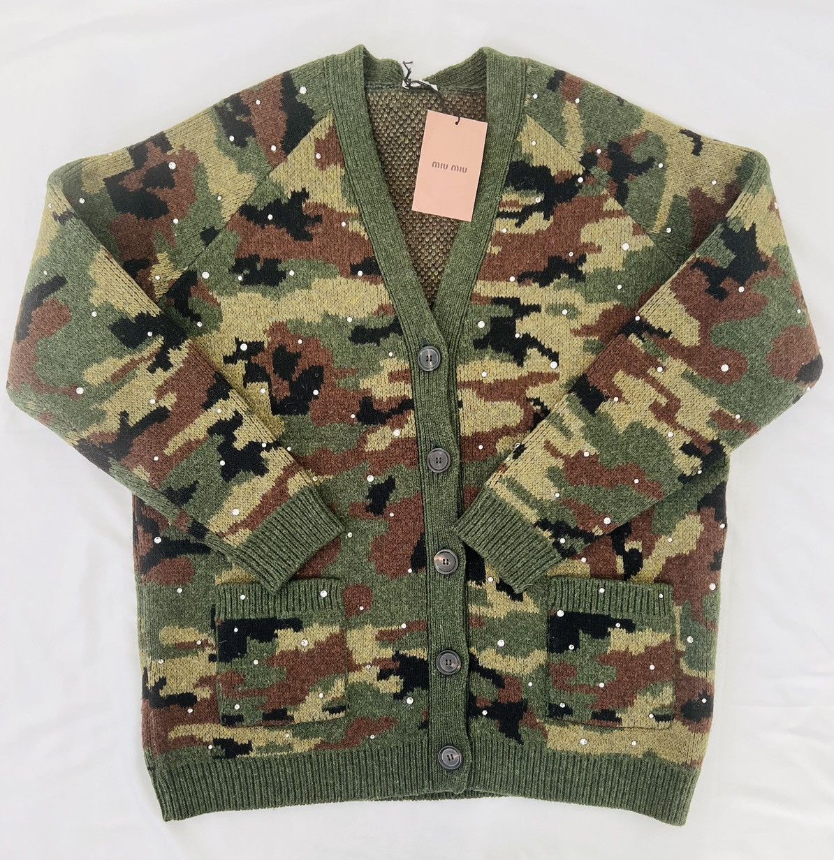 Miu miu camo cardigan hotsell