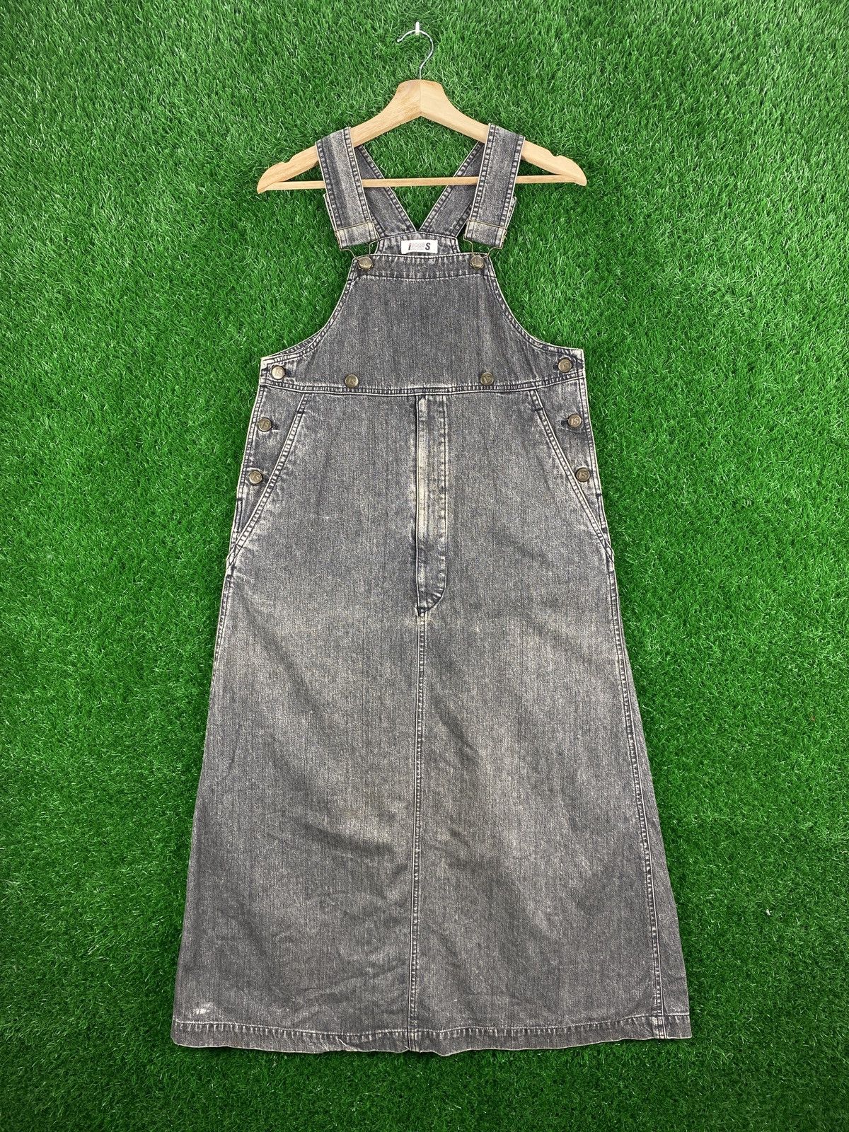 slim fit dress slacks Classic Wash Denim Midi Overall Dress – Tibi Official main image 1