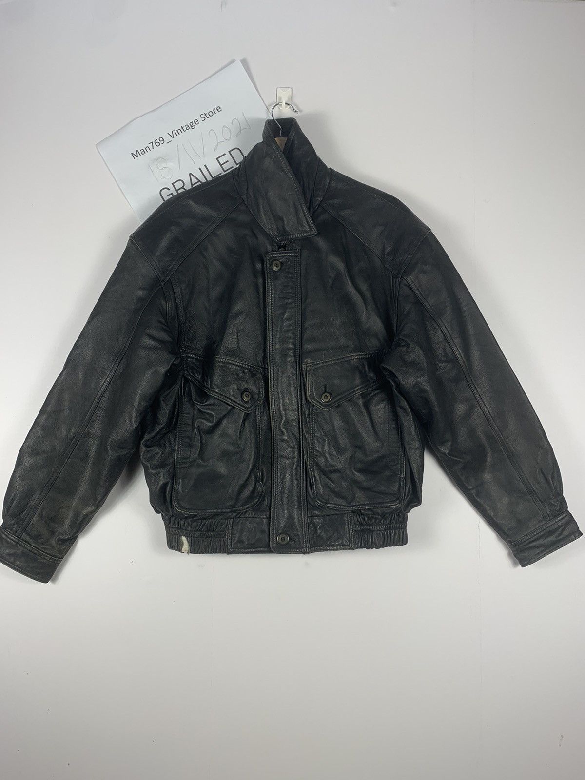 Vintage Vintage Leather Jacket Motorcycle Style Jacket Size US M / EU 48-50 / 2 - 1 Thumbnail