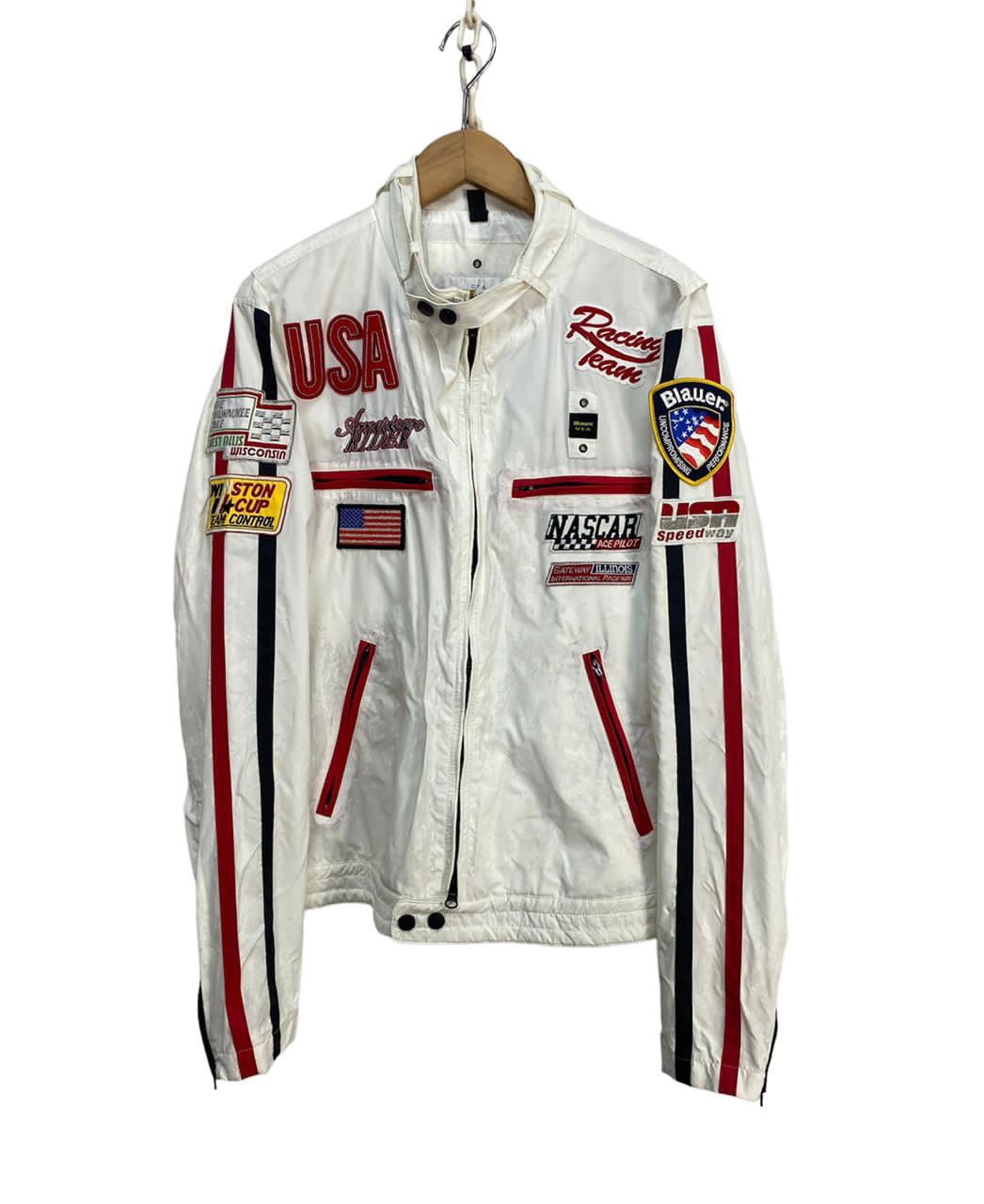 NASCAR × Racing × Sports Specialties Blauer usa zipper jacket with patches  | Grailed