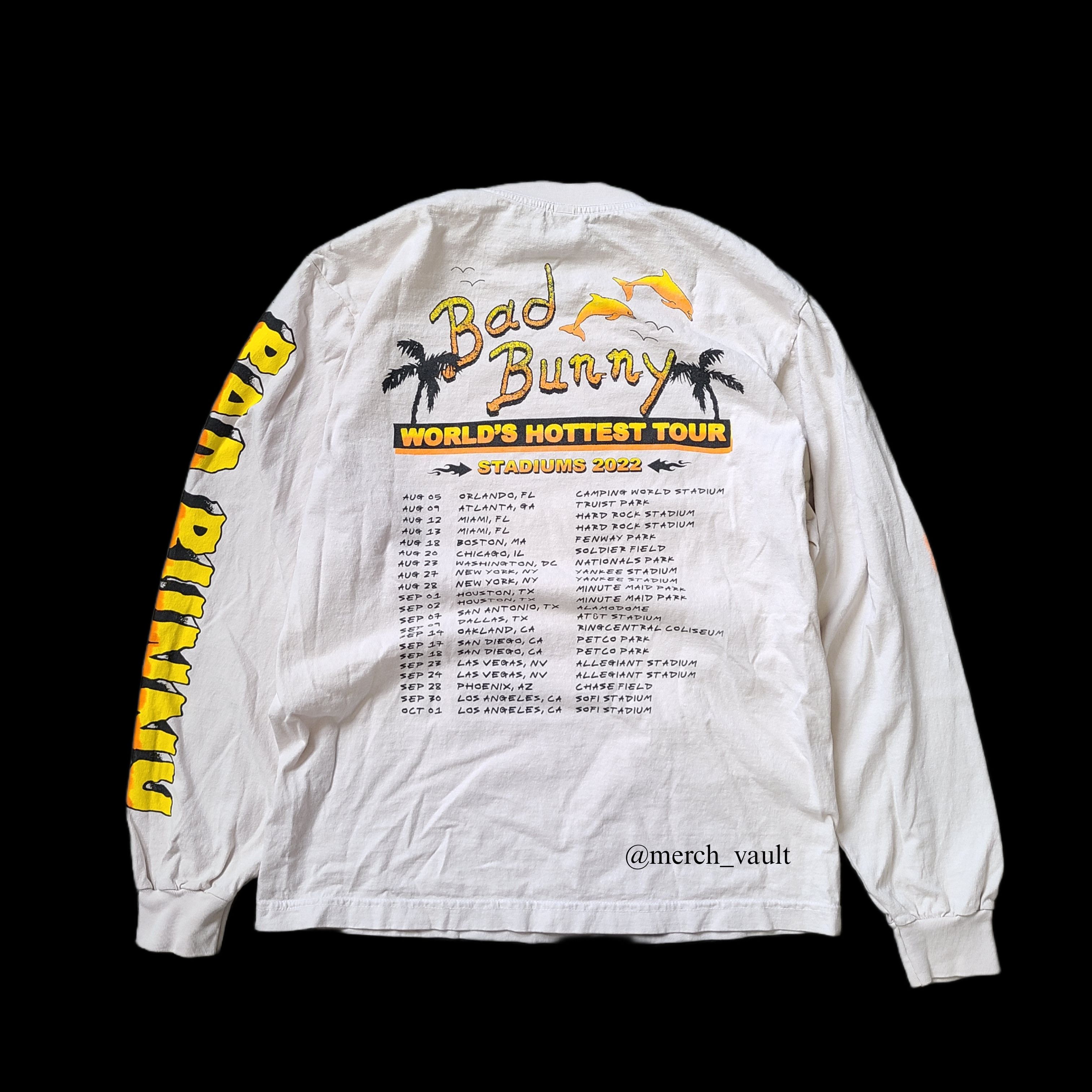 Bad Bunny Official Merch World Hottest Tour- store TShirt White Small