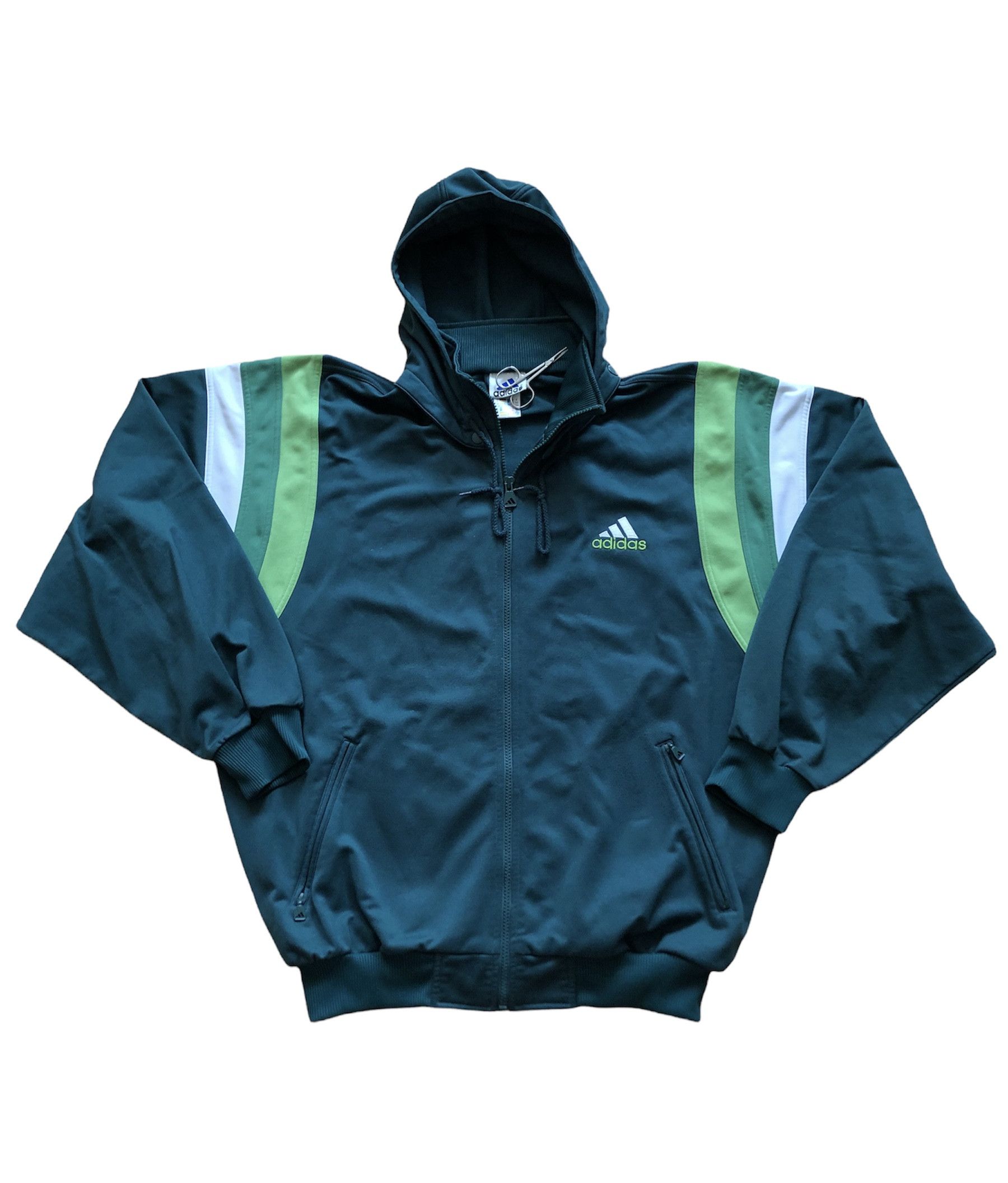Adidas × Vintage Vintage Adidas Rare Hoodie Sweatshirt Jacket Green Y2K hype Size US L / EU 52-54 / 3 - 2 Thumbnail