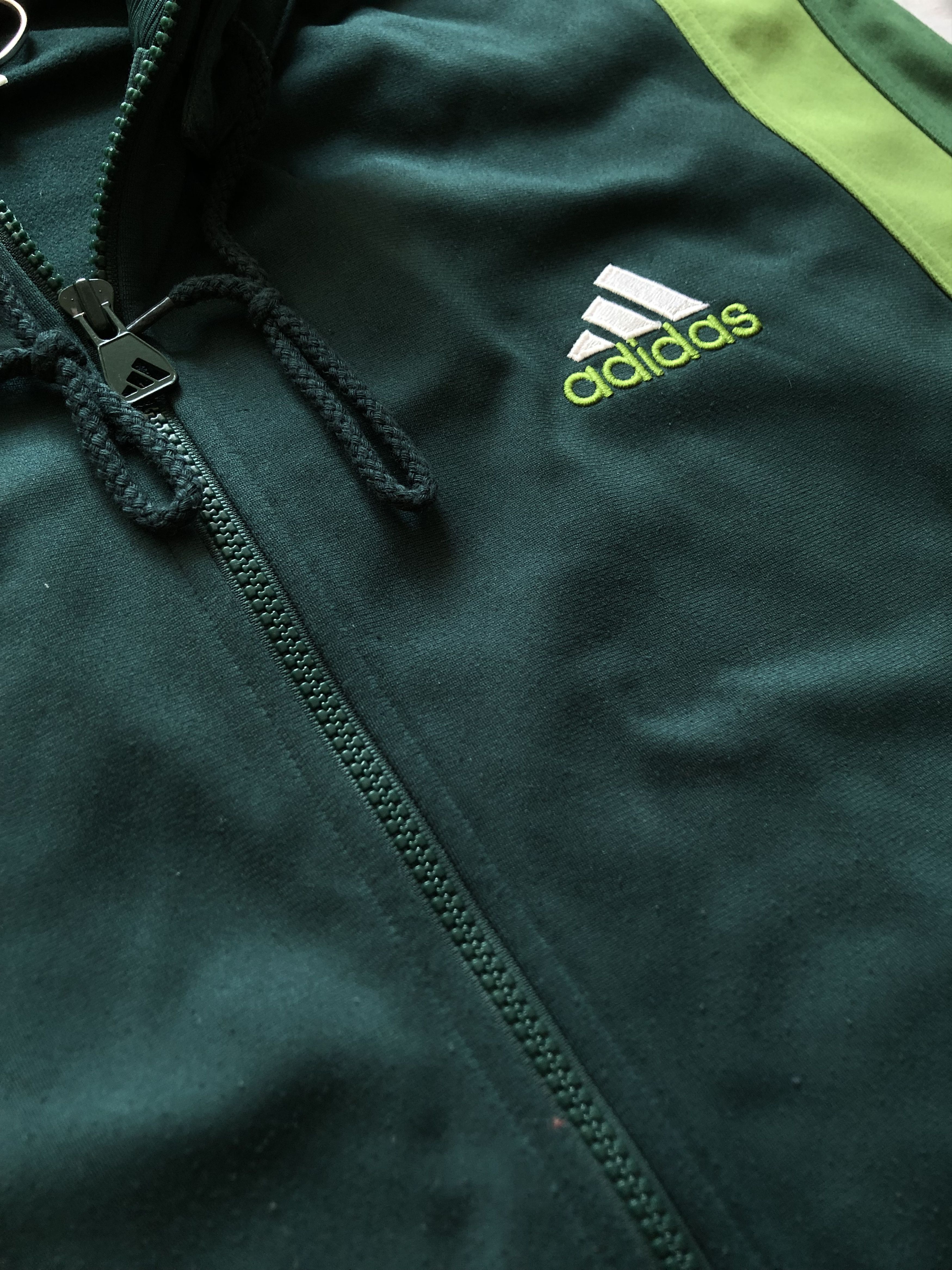 Adidas × Vintage Vintage Adidas Rare Hoodie Sweatshirt Jacket Green Y2K hype Size US L / EU 52-54 / 3 - 4 Thumbnail