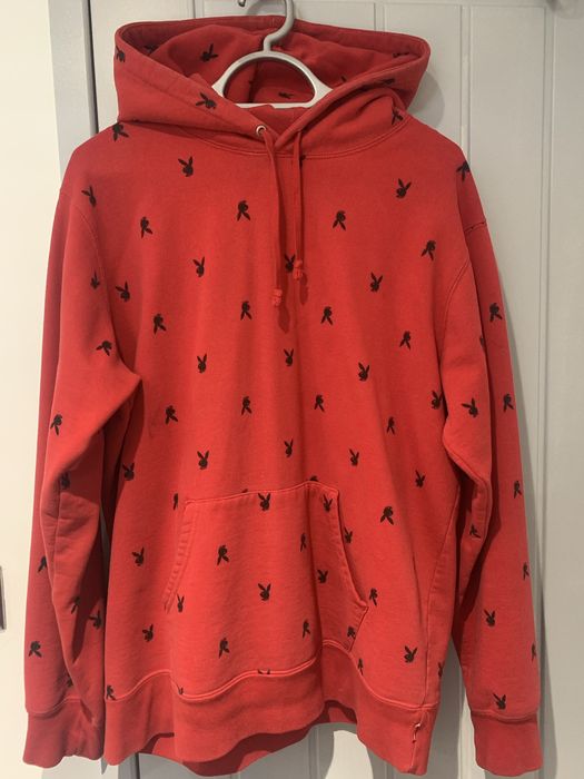 Supreme Playboy Hooded Sweatshirt Red Size Medium