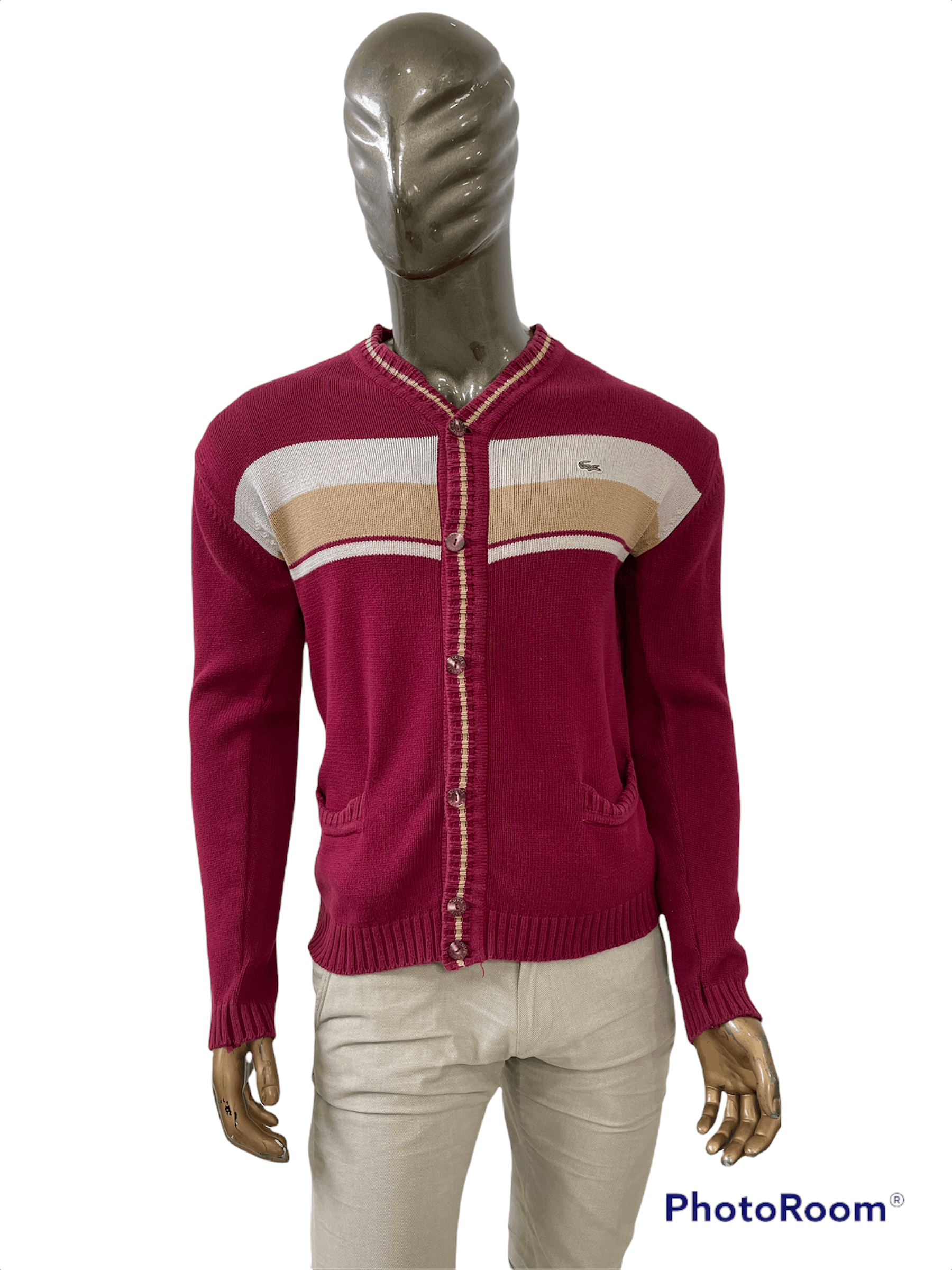 Lacoste 🔥 Heavy Cardigan vintage Lacoste Burgundy size M Size US M / EU 48-50 / 2 - 3 Thumbnail