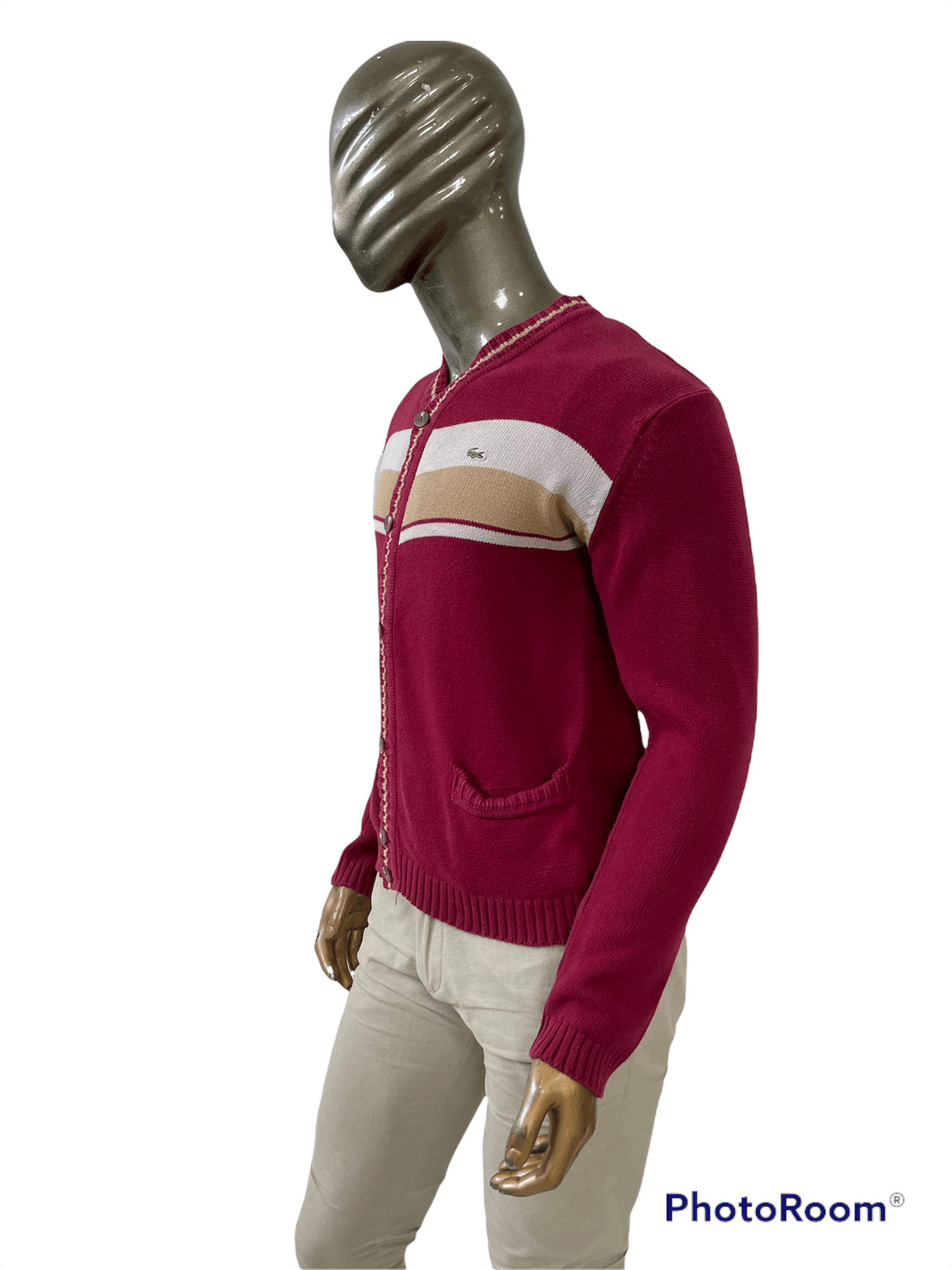 Lacoste 🔥 Heavy Cardigan vintage Lacoste Burgundy size M Size US M / EU 48-50 / 2 - 2 Thumbnail