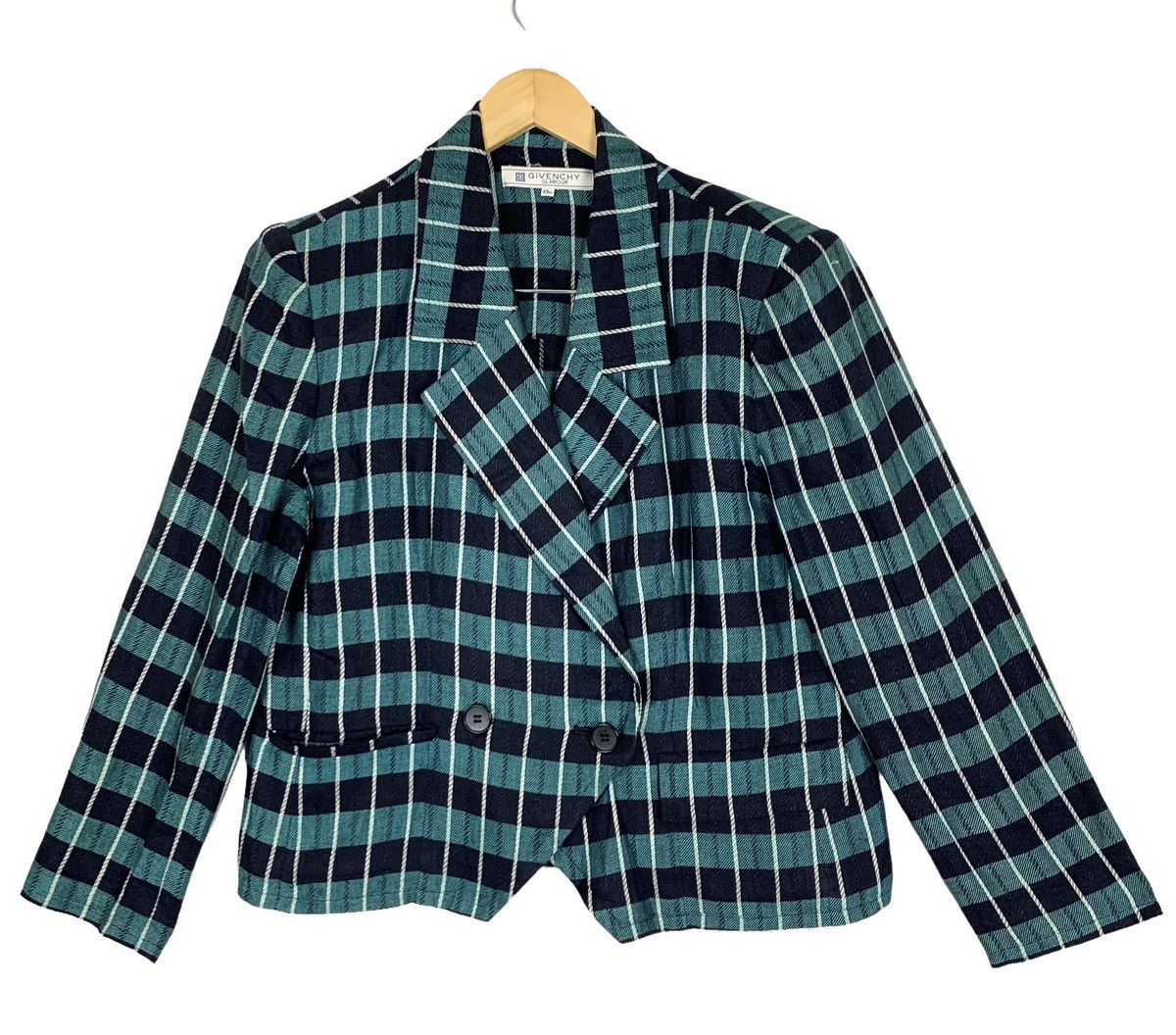 Givenchy Glamour Tartan Plaid Blazer Jacket Size S