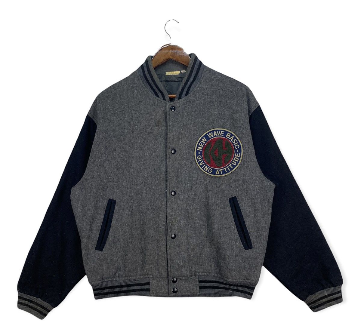 Japanese Brand Vintage New Wave Basic Varsity Jacket Size US L / EU 52-54 / 3 - 1 Thumbnail
