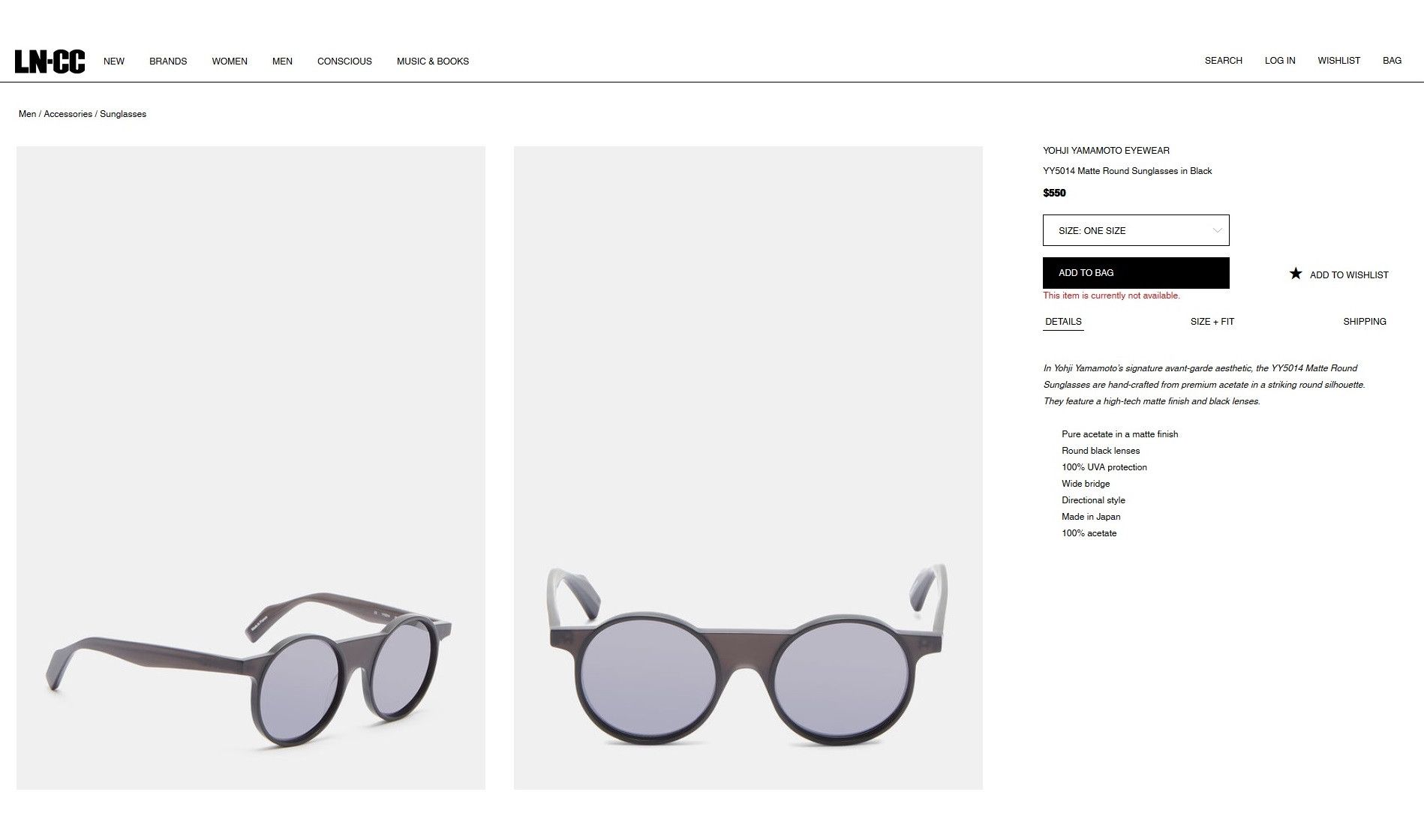 Yohji Yamamoto Yohji Yamamoto YY5014 Round Sunglasses - Matte Black- Size ONE SIZE - 16 Thumbnail