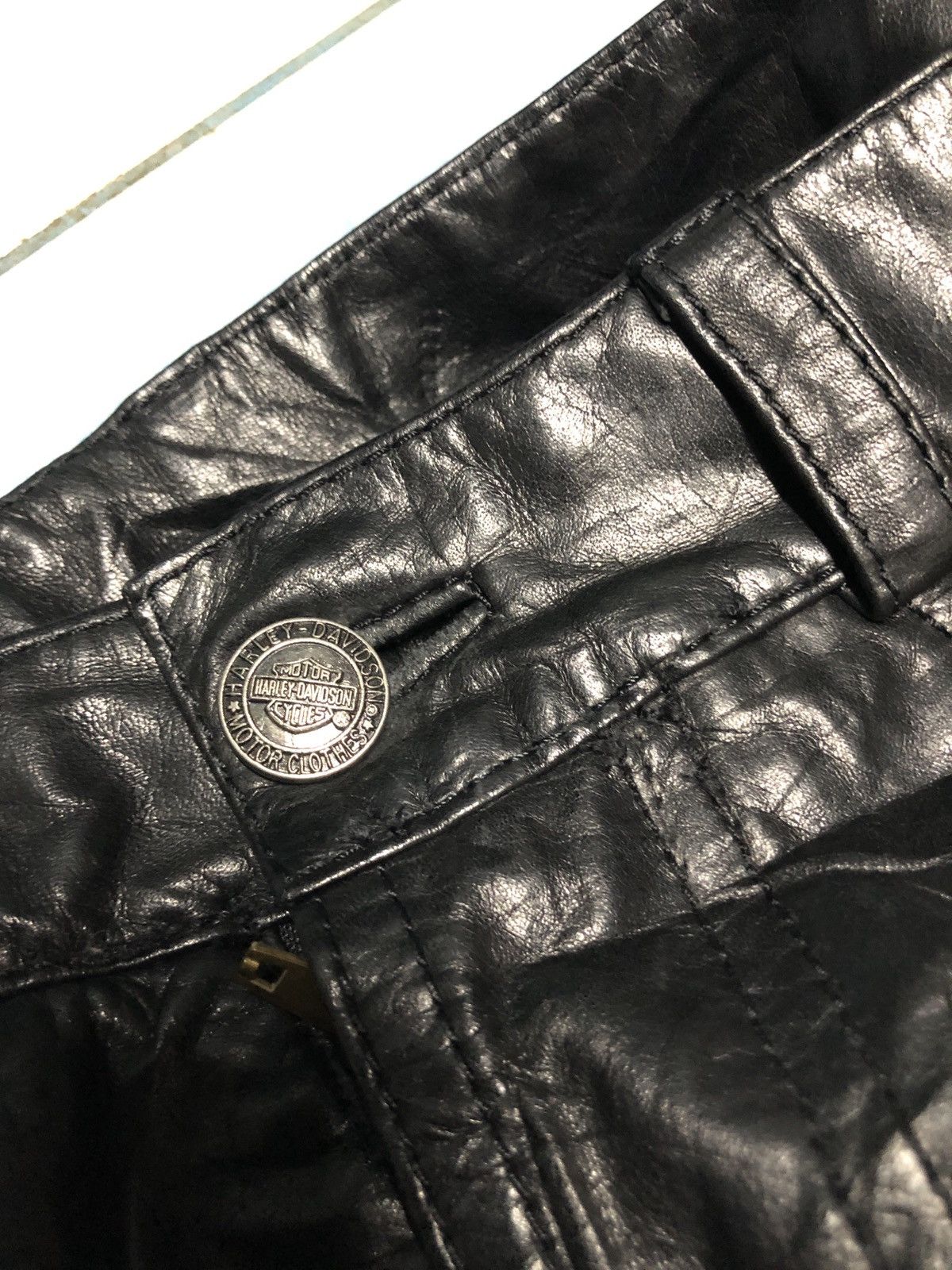 Genuine Leather Vintage Harley Davidson Leather Pants Size US 29 - 7 Thumbnail