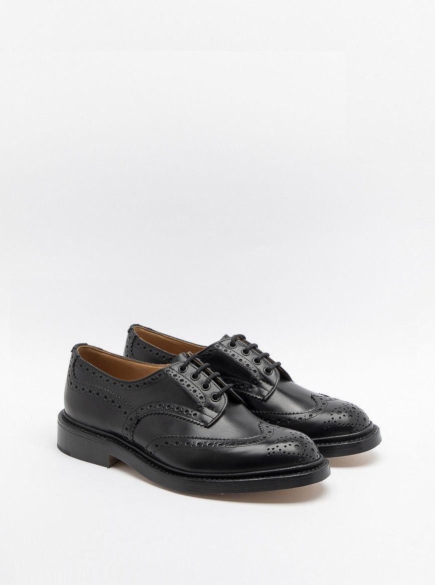 image of Trickers Bourton Brogue Shoe - Black Calf Leather, Men's (Size 12)